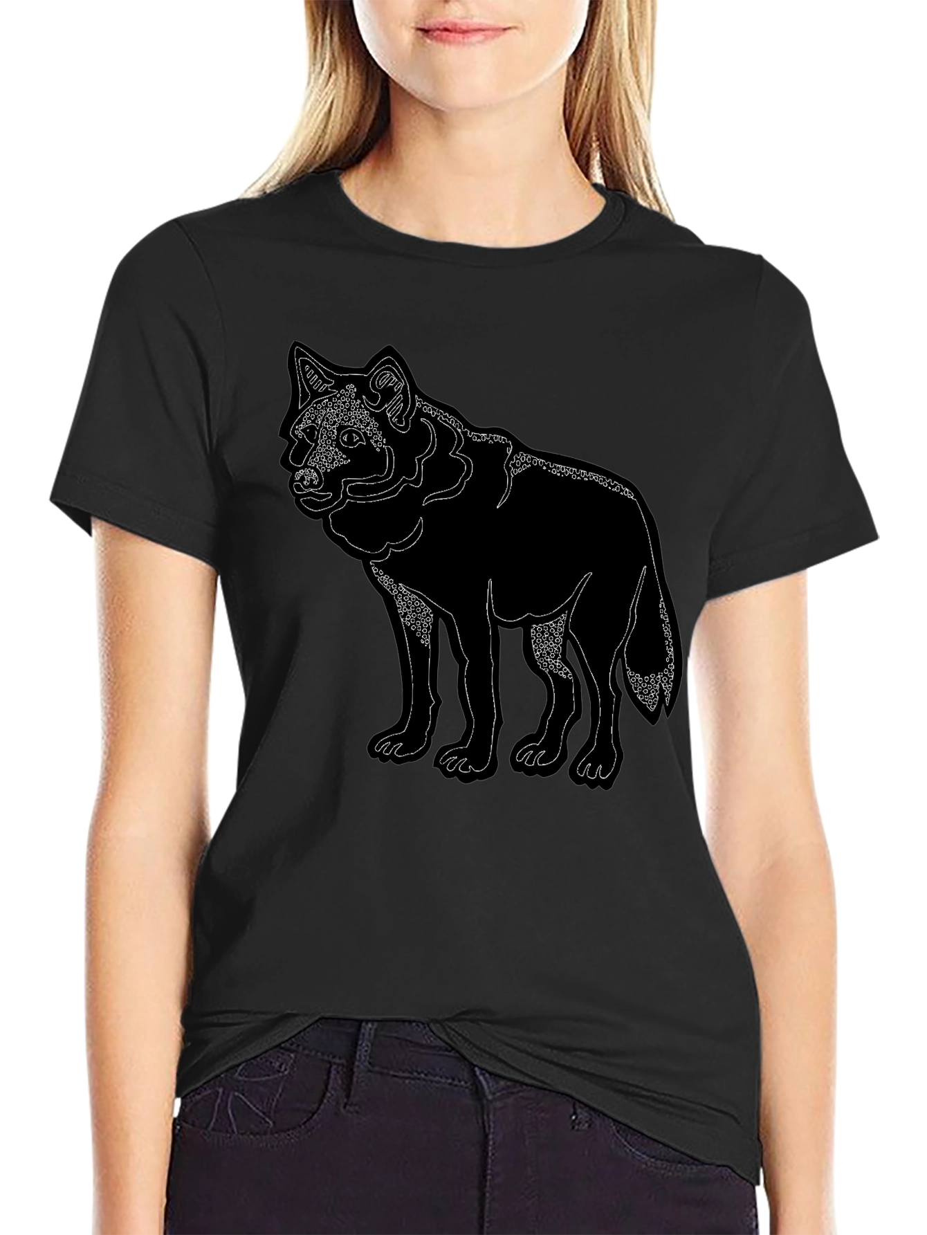 Mens Black Wolf Graphic Tee