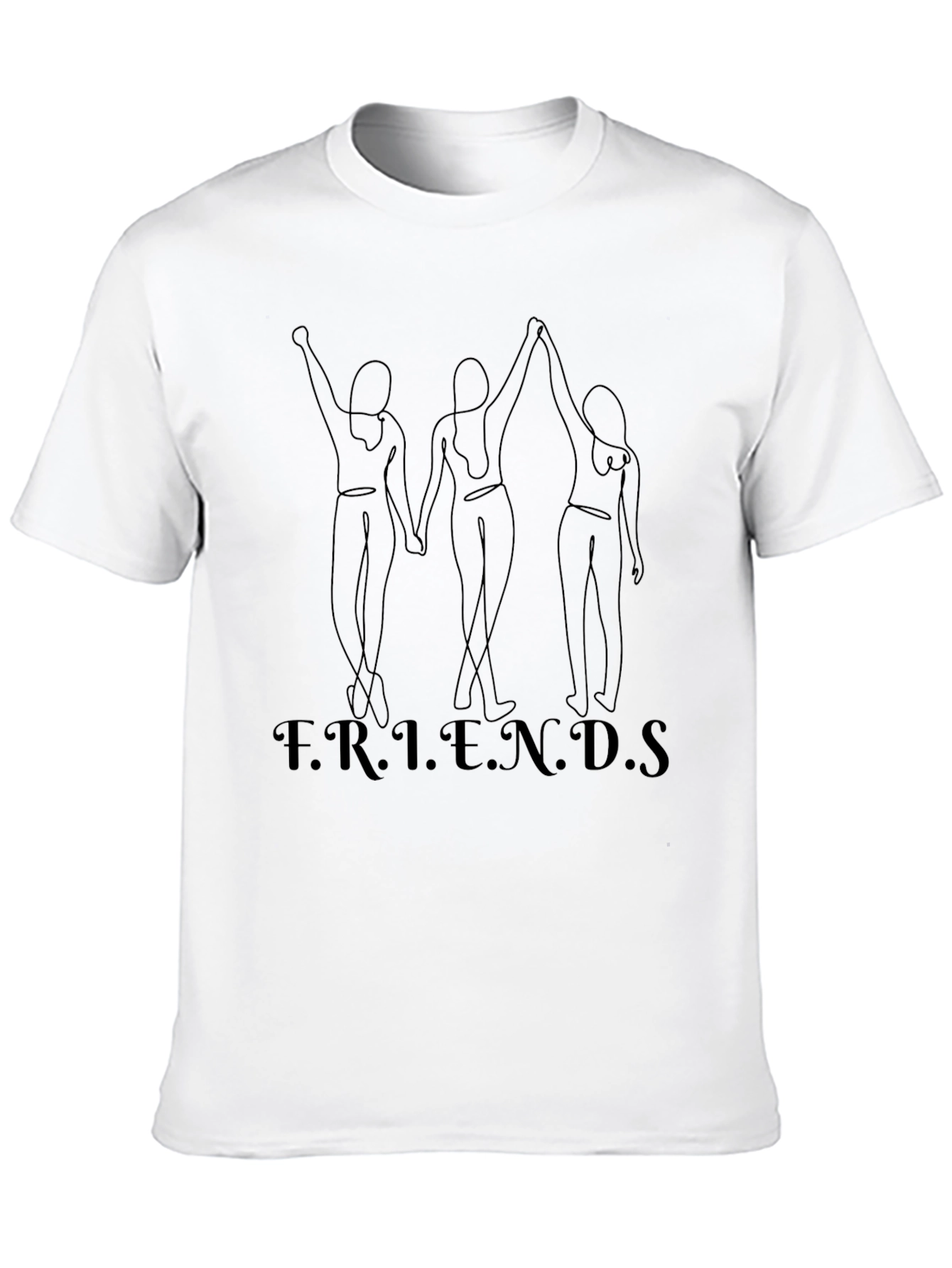 Friends Line Art Black T-Shirt