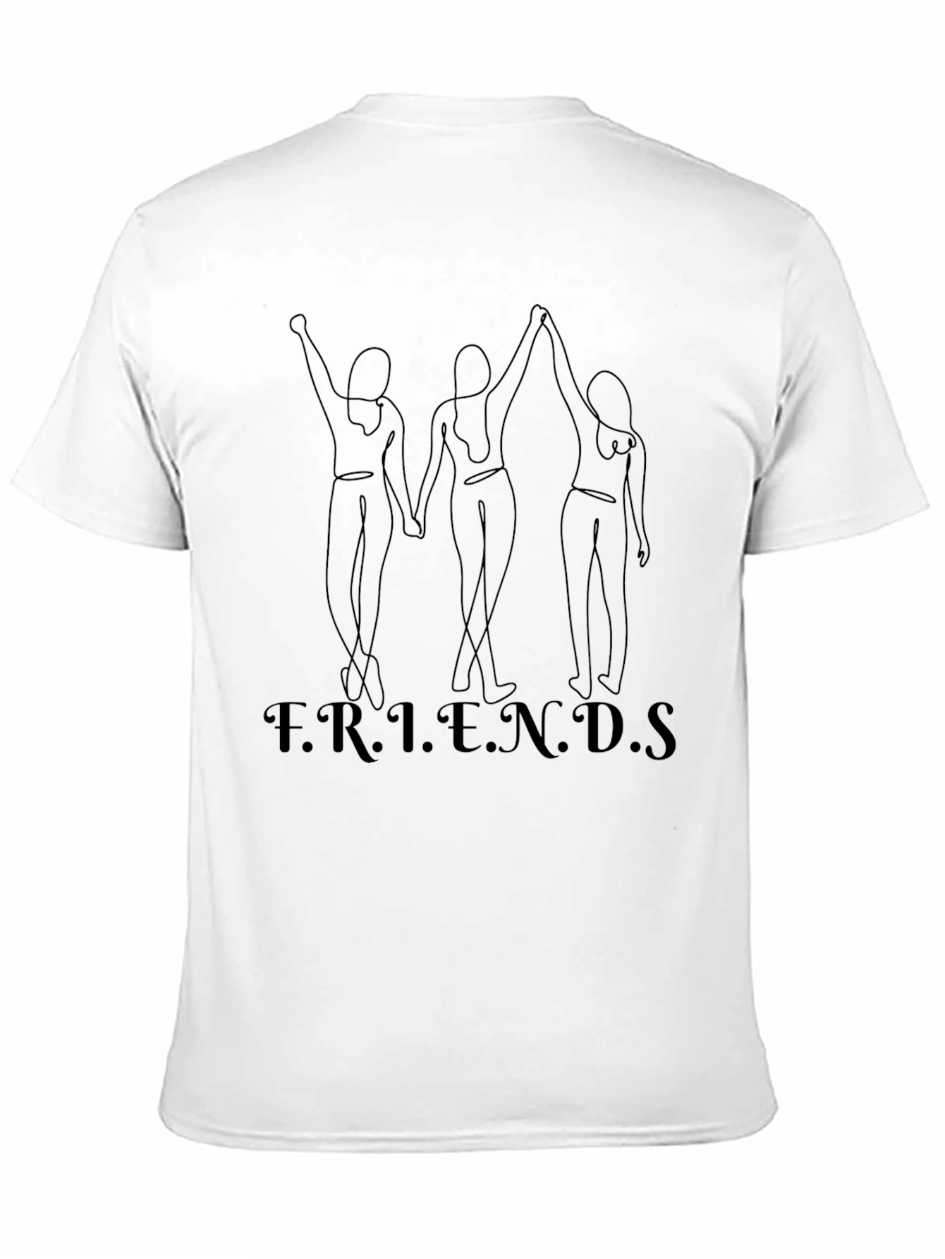 Friends Line Art Black T-Shirt