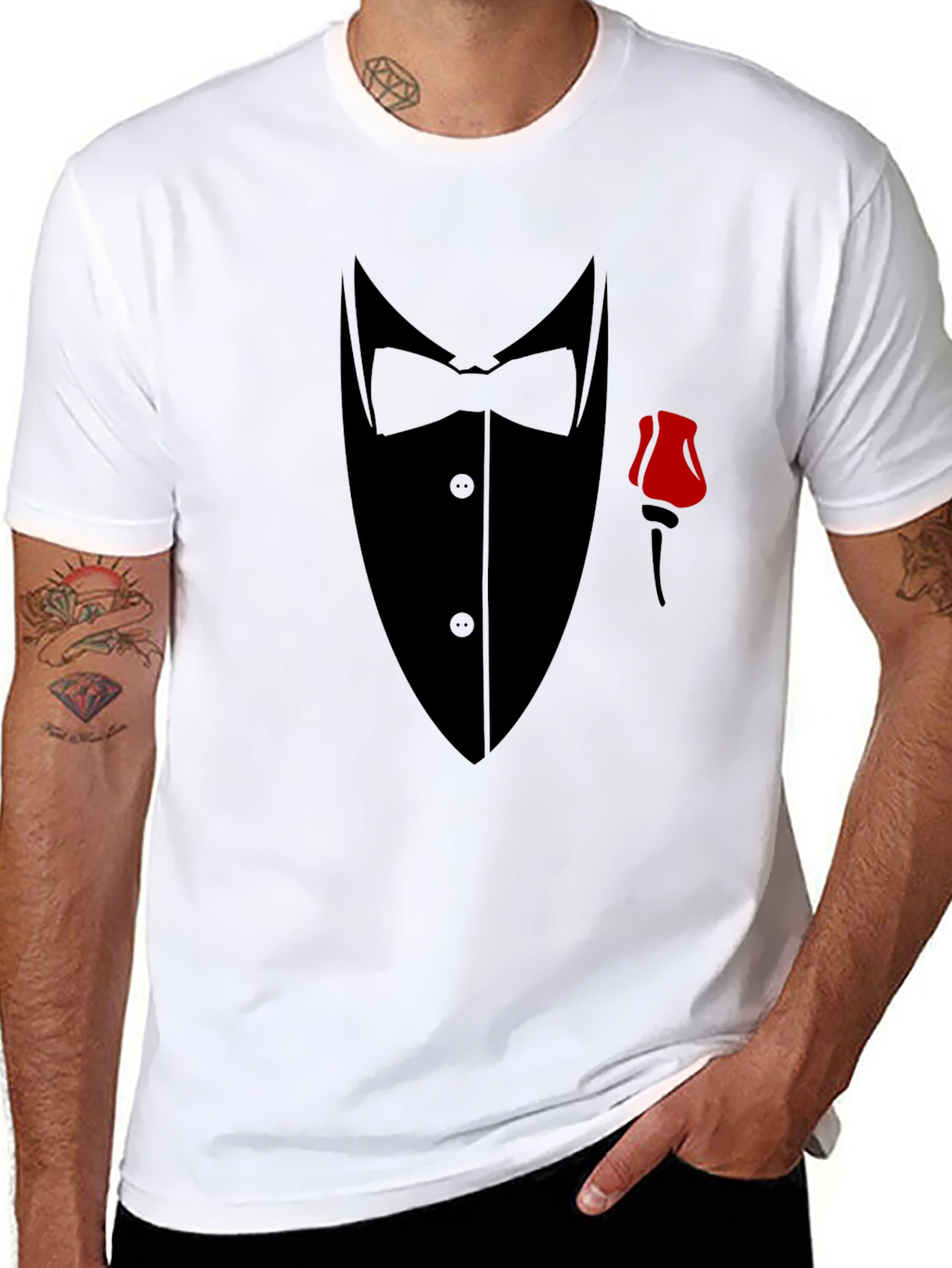 Tuxedo Graphic T-Shirt - Formal Wear Illusion