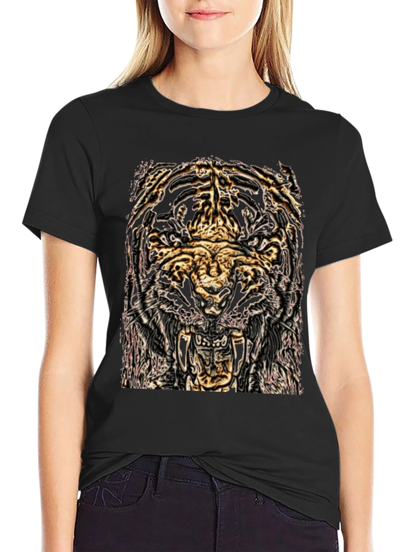 Tiger Graphic Black Tee - Fierce Style