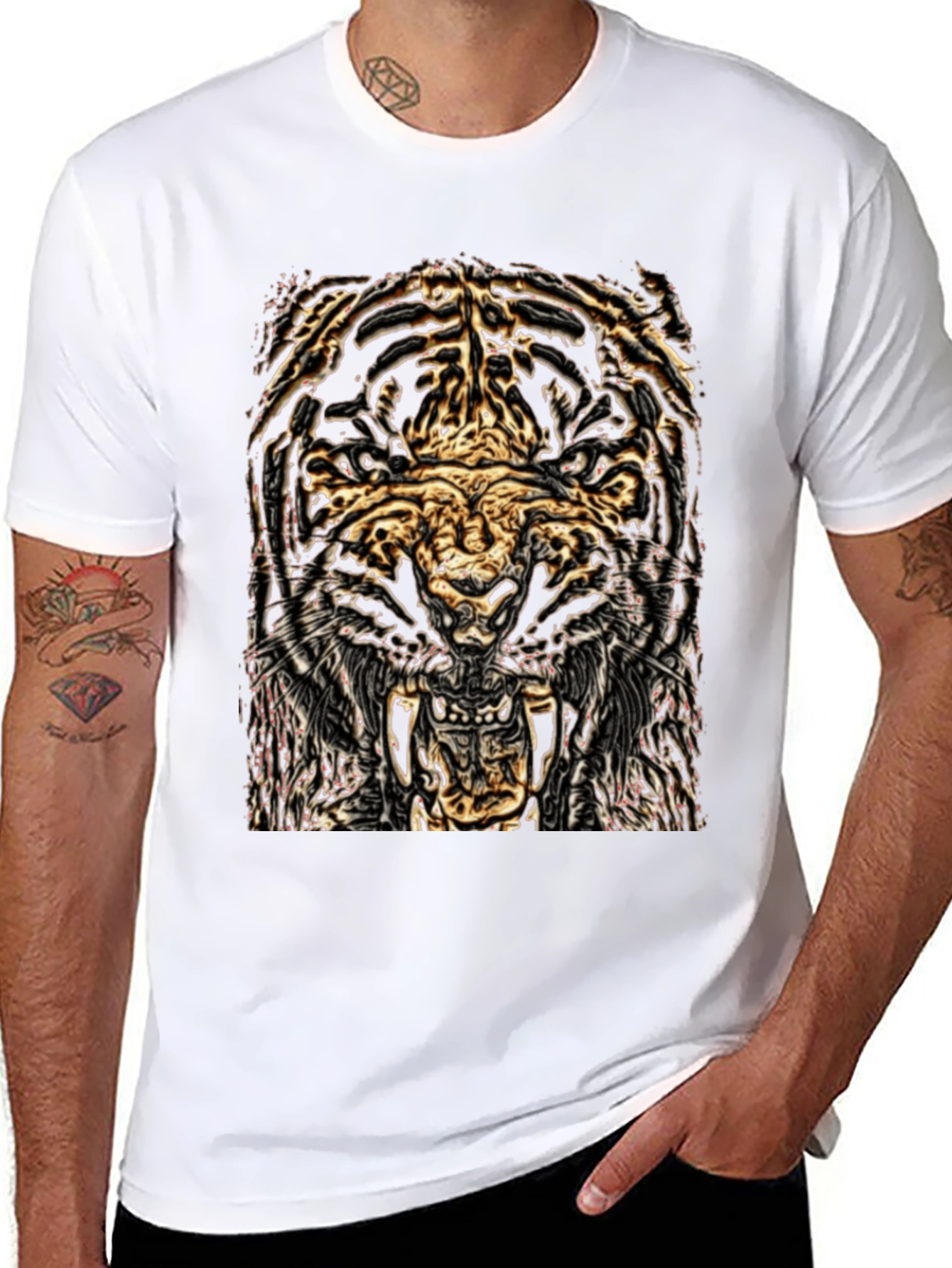 Tiger Graphic Black Tee - Fierce Style