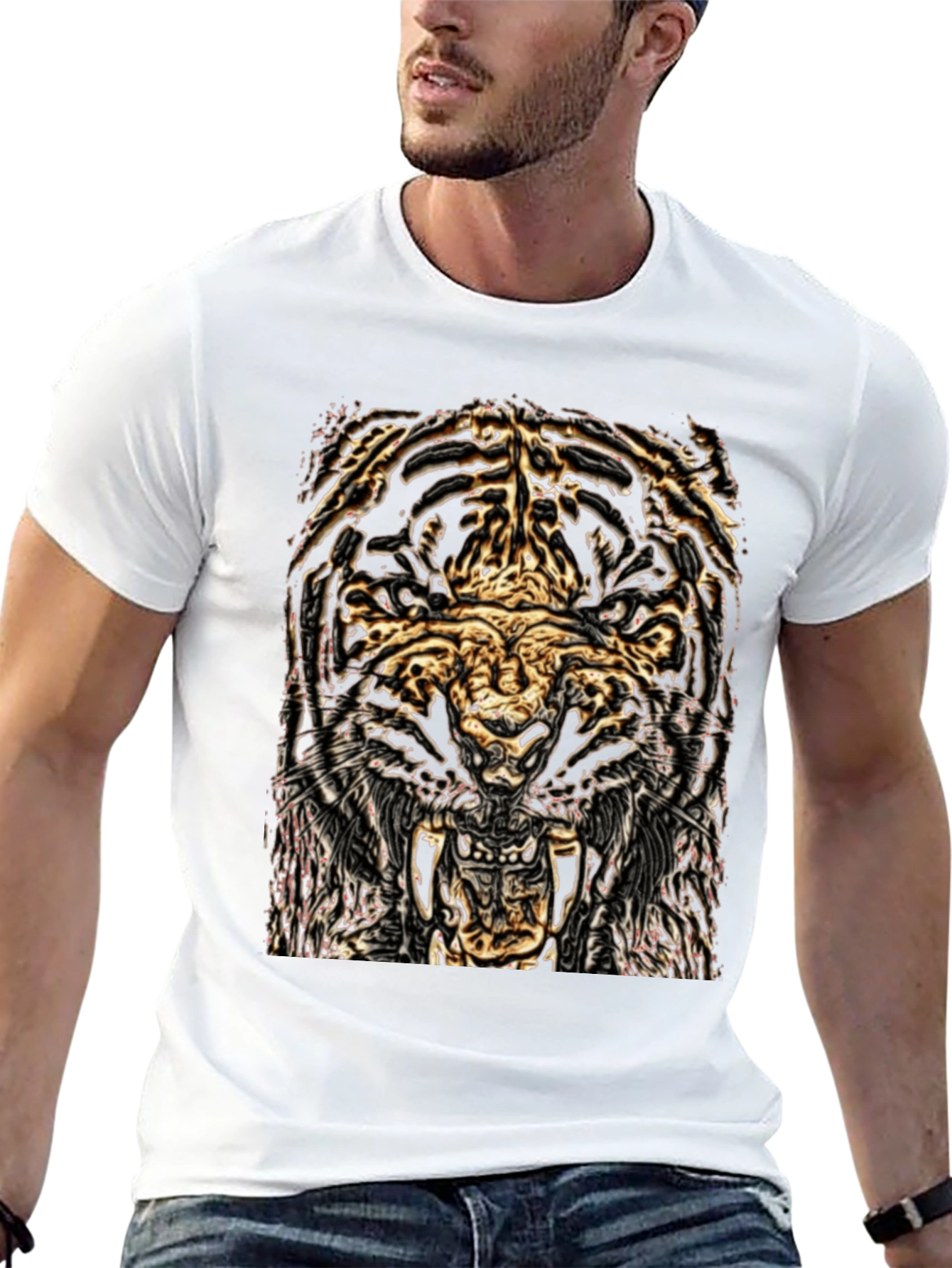 Tiger Graphic Black Tee - Fierce Style