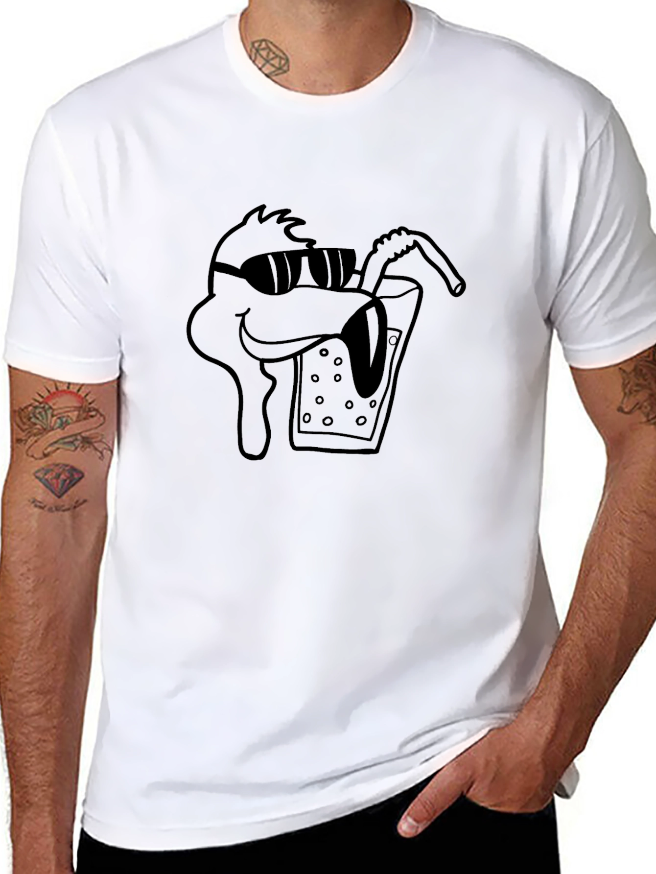 Cool Raven Sipping Drink T-Shirt