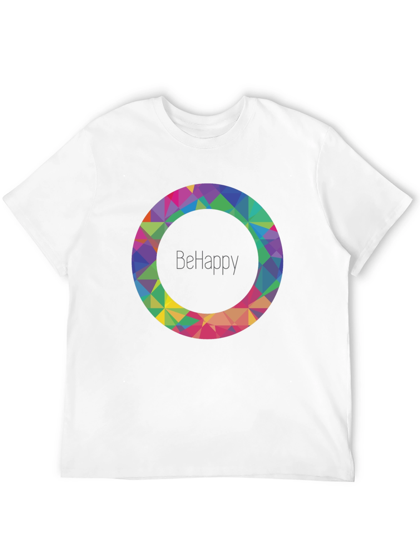 BeHappy Geometric Circle Graphic Black T-Shirt