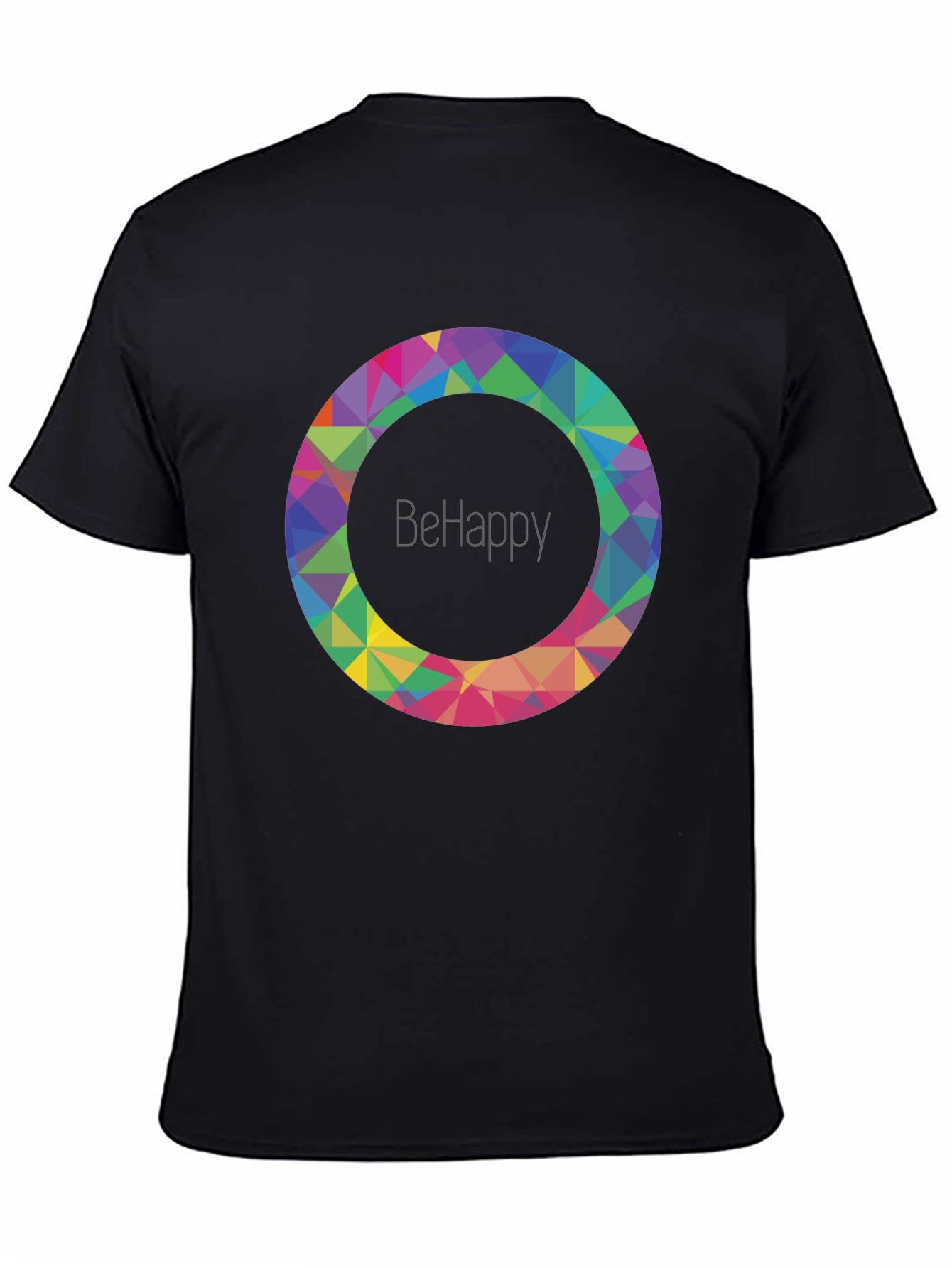 BeHappy Geometric Circle Graphic Black T-Shirt