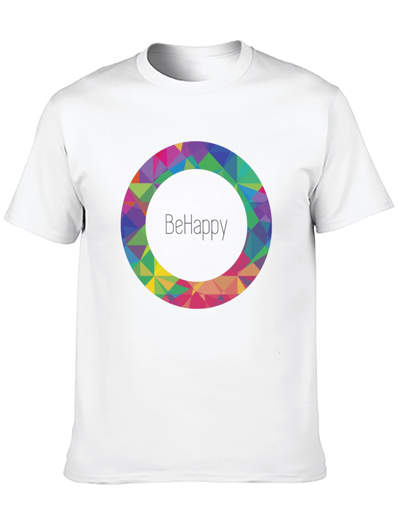 BeHappy Geometric Circle Graphic Black T-Shirt