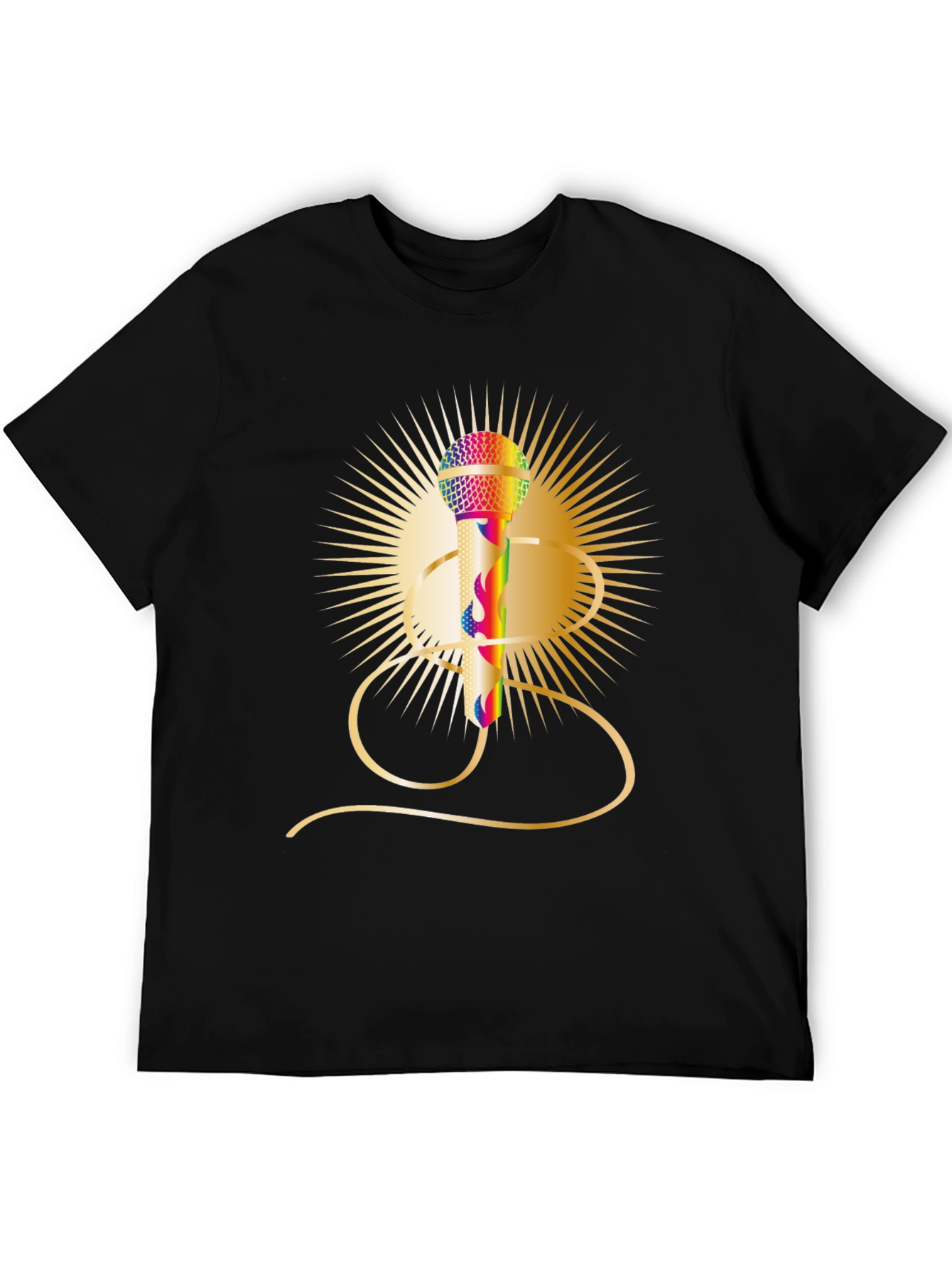 Retro Rainbow Mic Graphic Tee - Classic Style