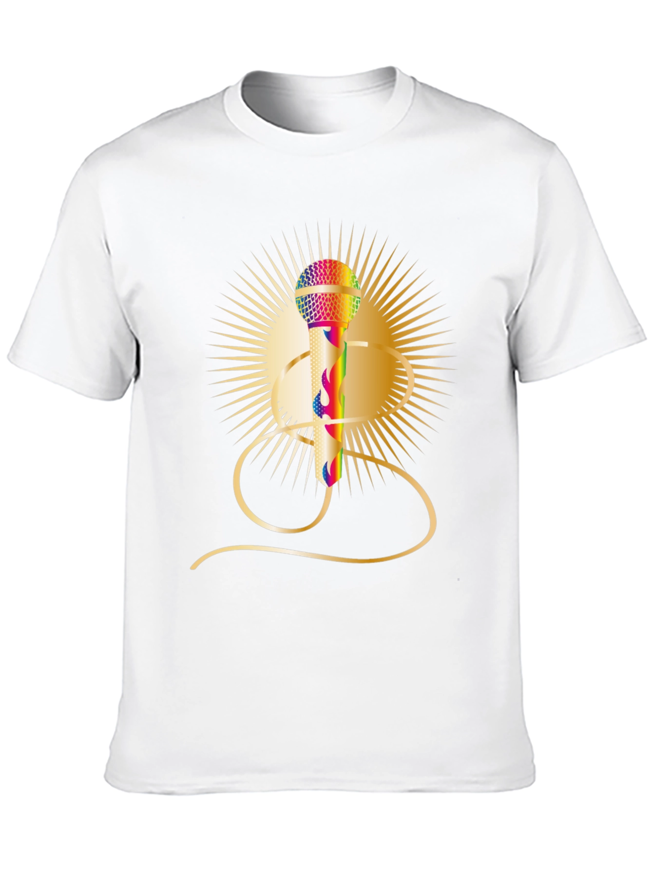 Retro Rainbow Mic Graphic Tee - Classic Style