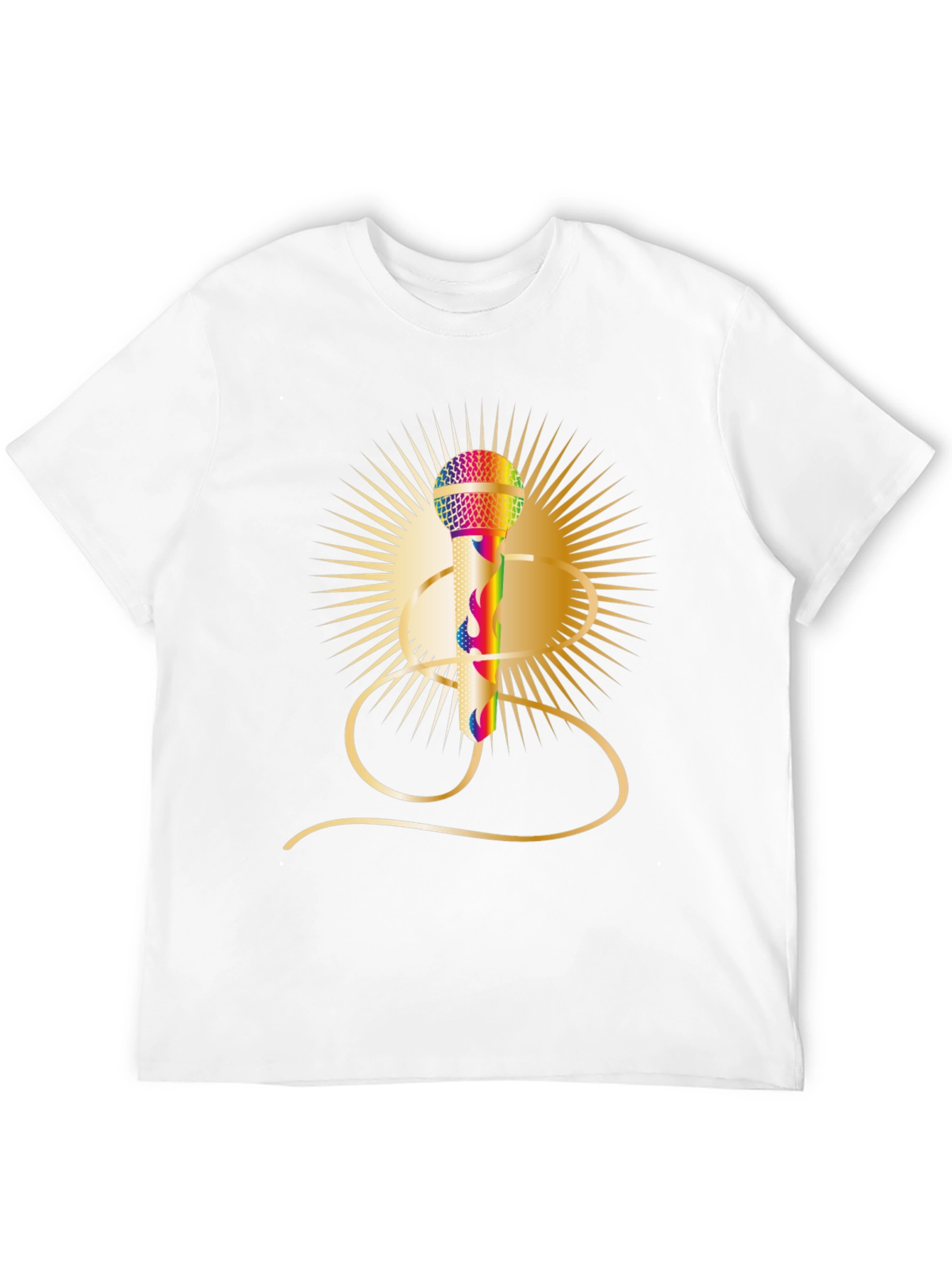 Retro Rainbow Mic Graphic Tee - Classic Style