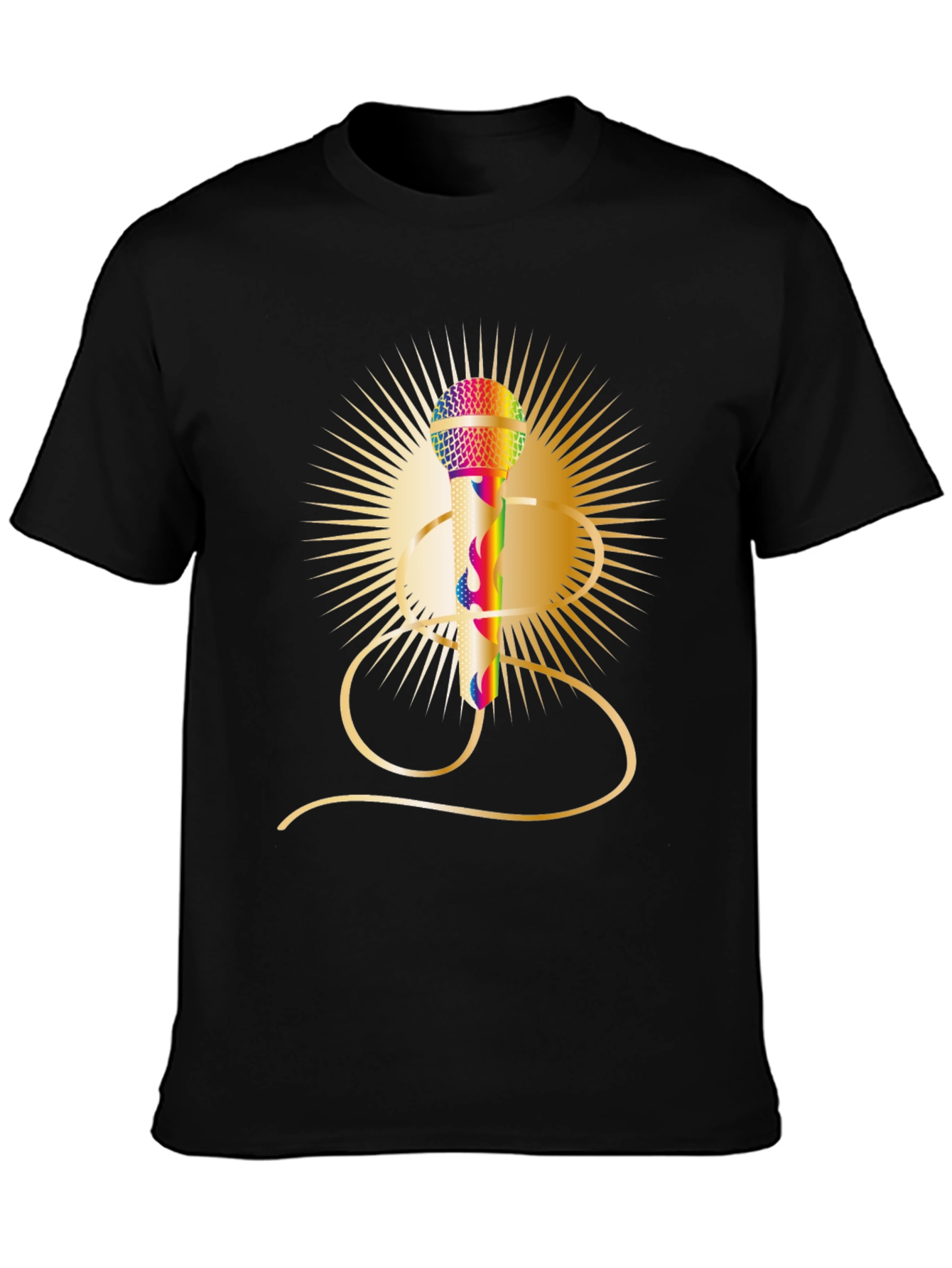 Retro Rainbow Mic Graphic Tee - Classic Style