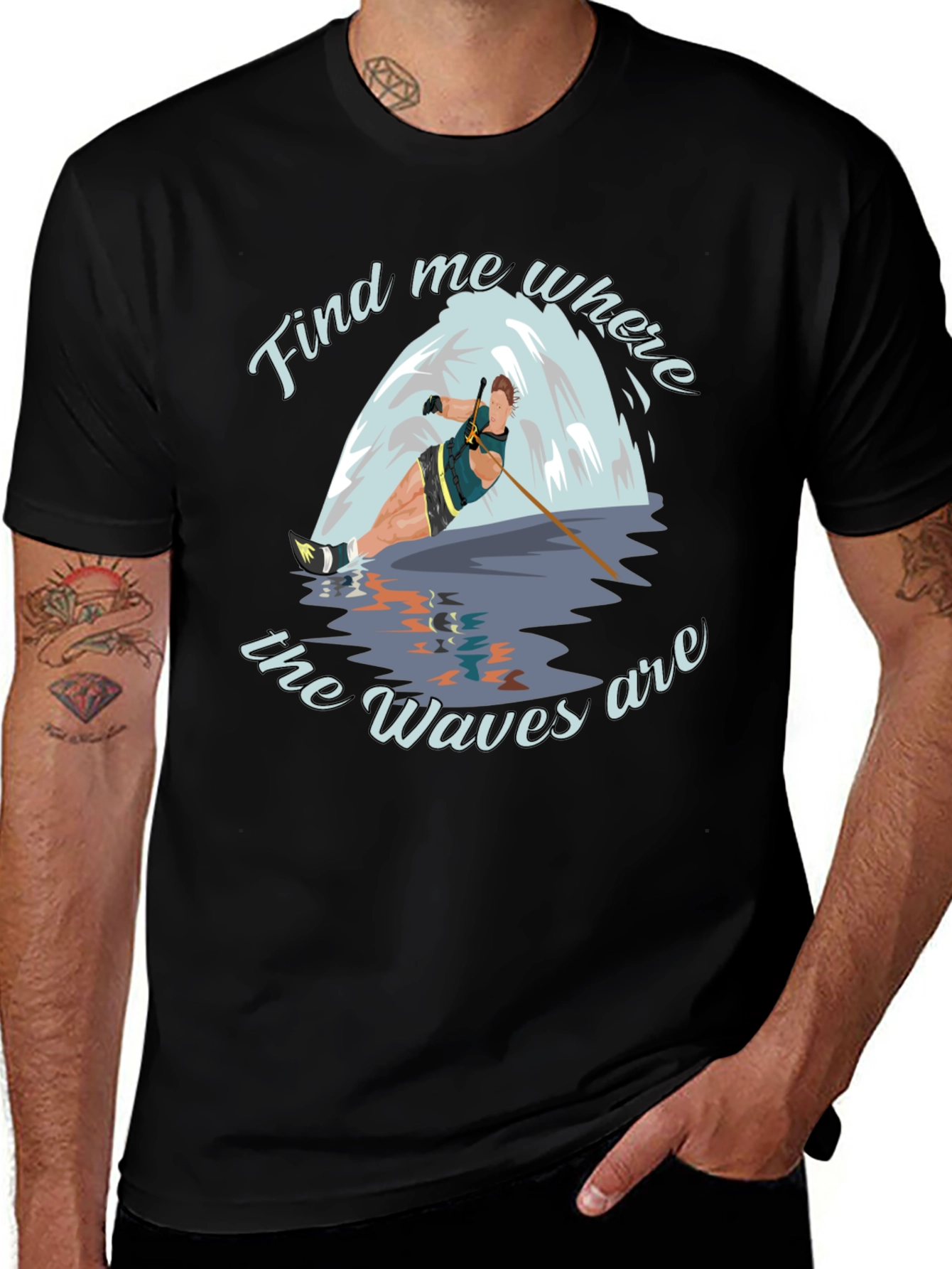 Waterskier Waves Graphic T-Shirt