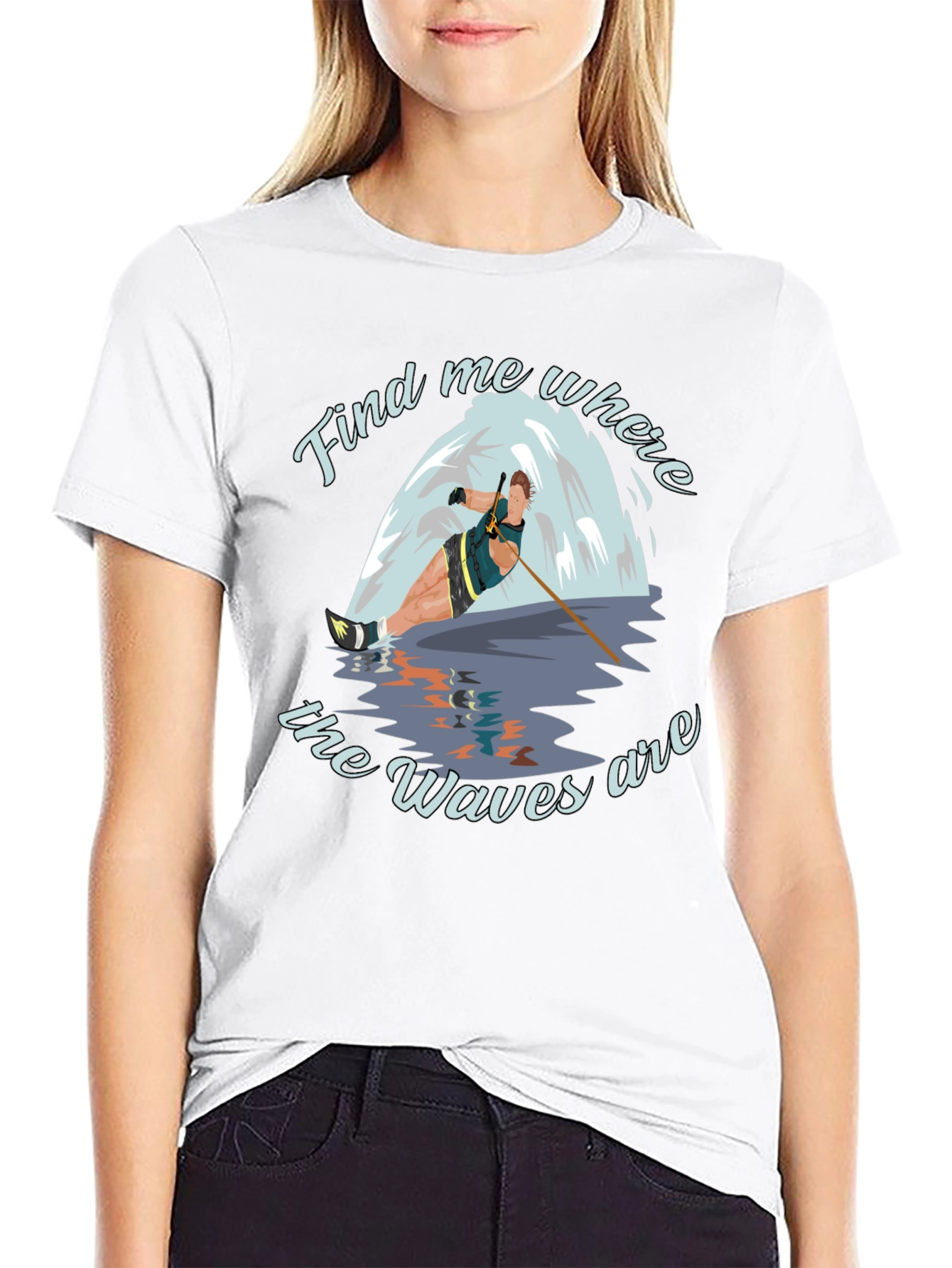 Waterskier Waves Graphic T-Shirt