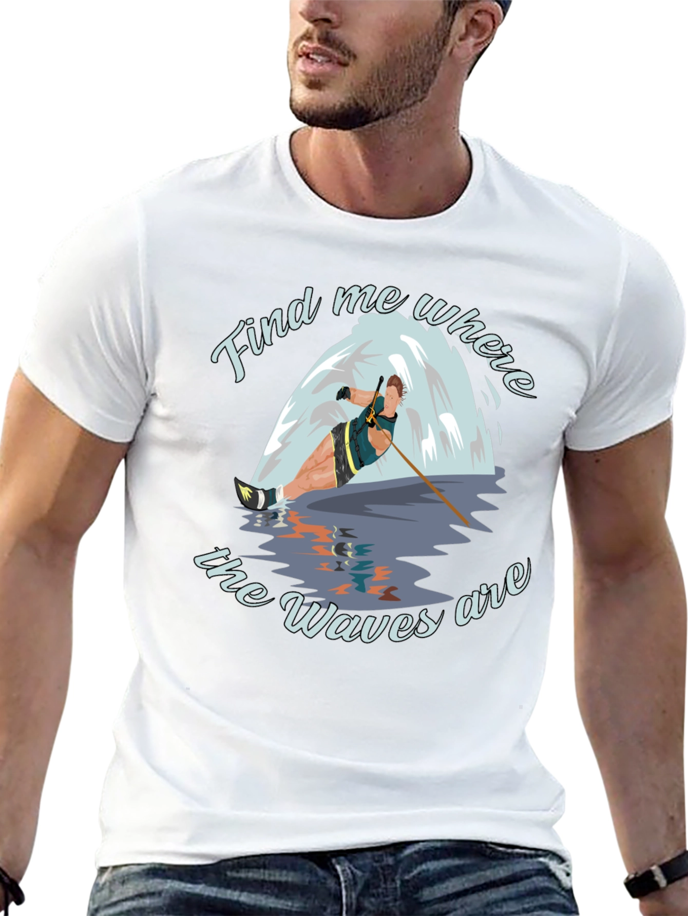 Waterskier Waves Graphic T-Shirt