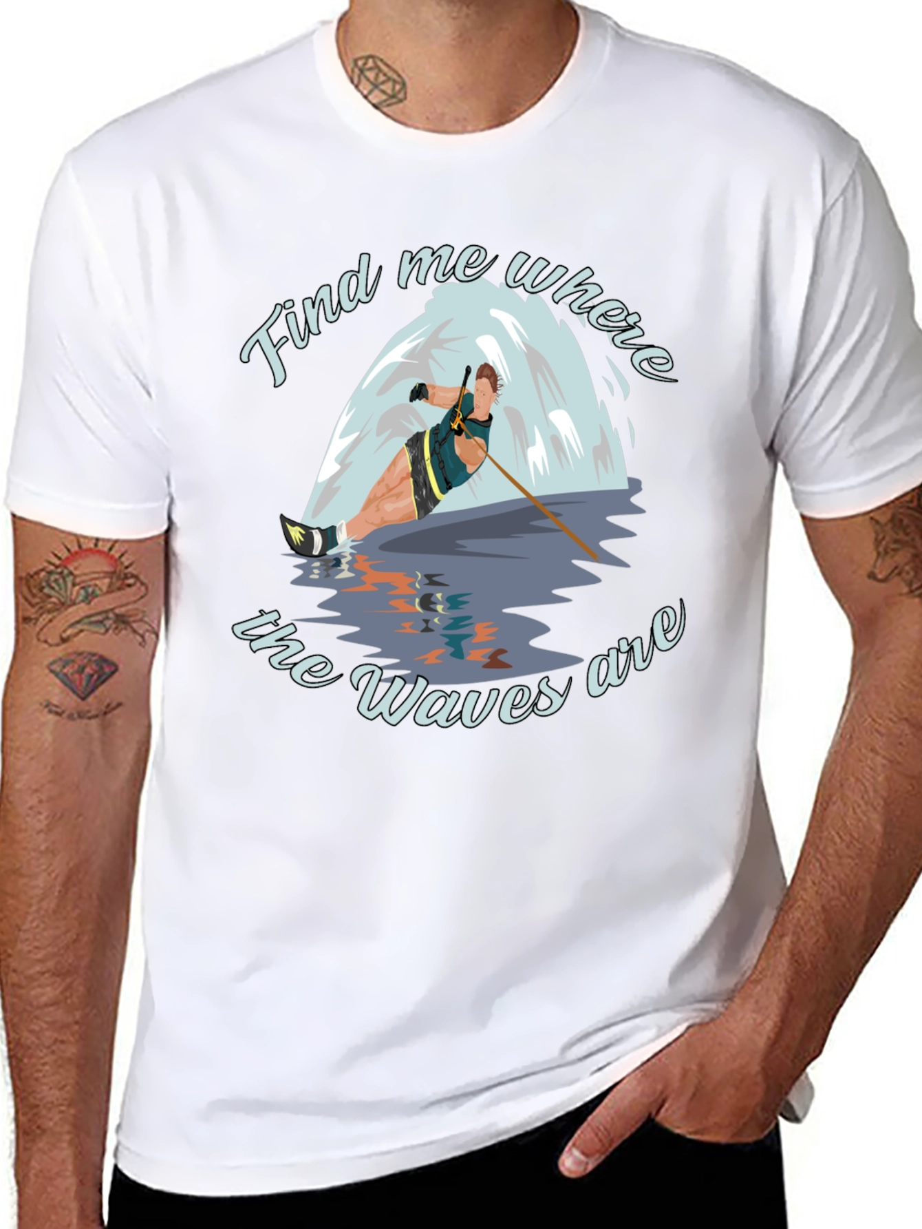 Waterskier Waves Graphic T-Shirt