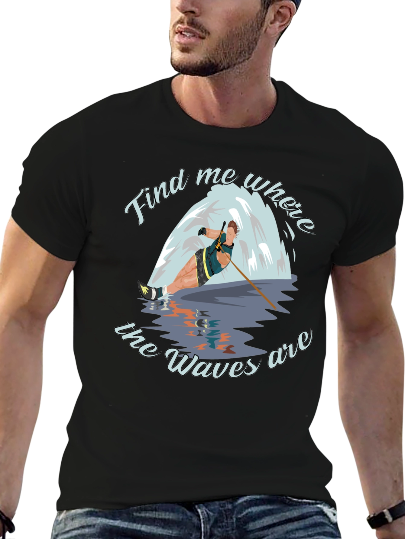 Waterskier Waves Graphic T-Shirt
