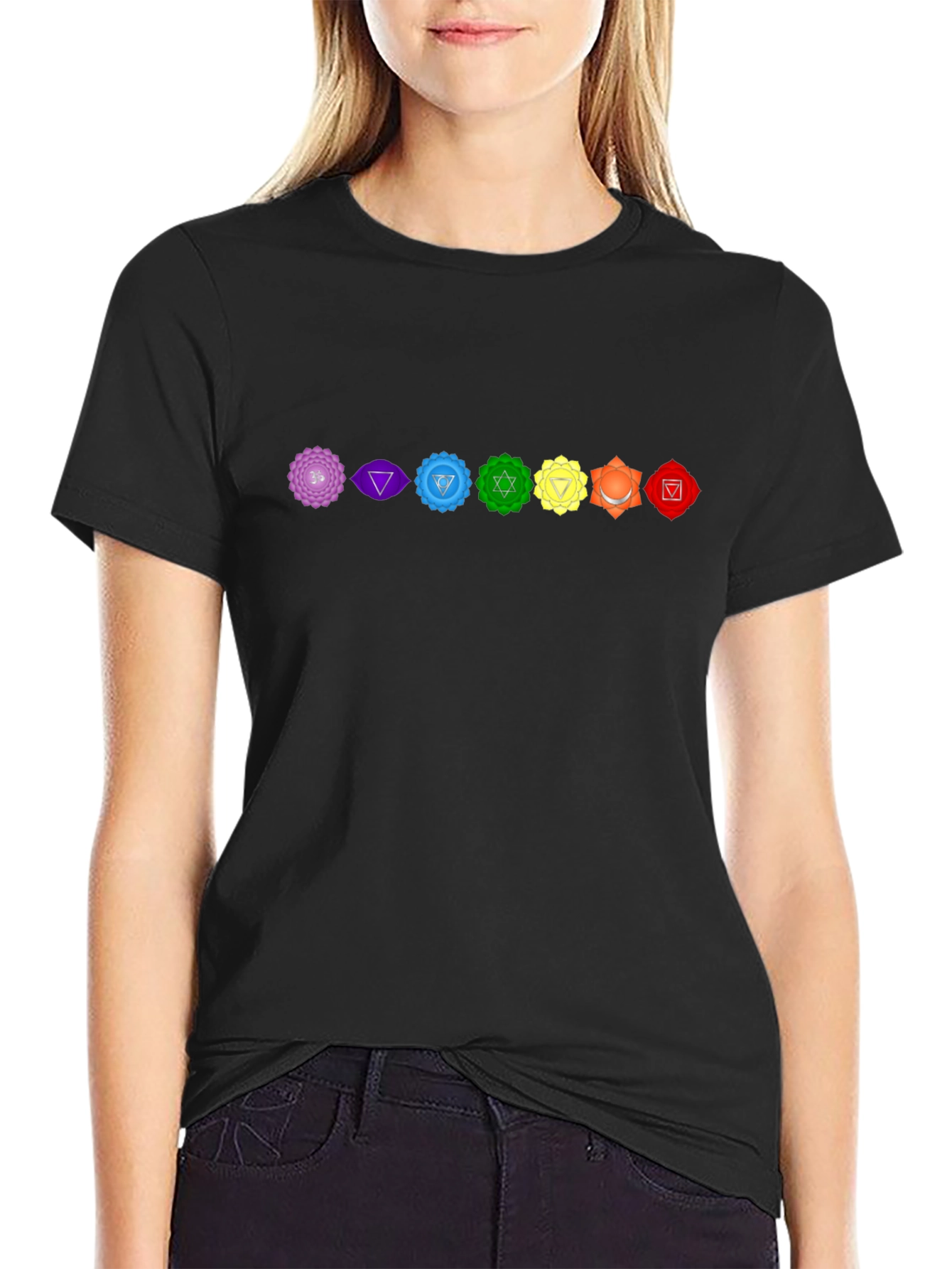 Chakra Symbol T-Shirt - Spiritual Design Black Tee