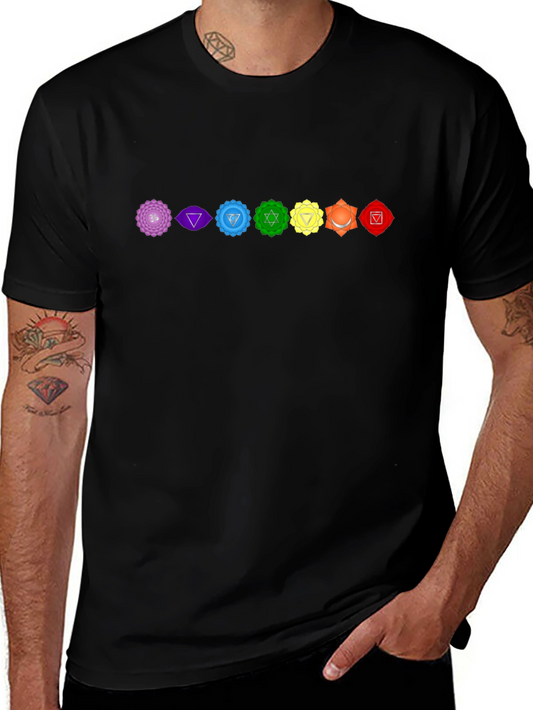 Chakra Symbol T-Shirt - Spiritual Design Black Tee