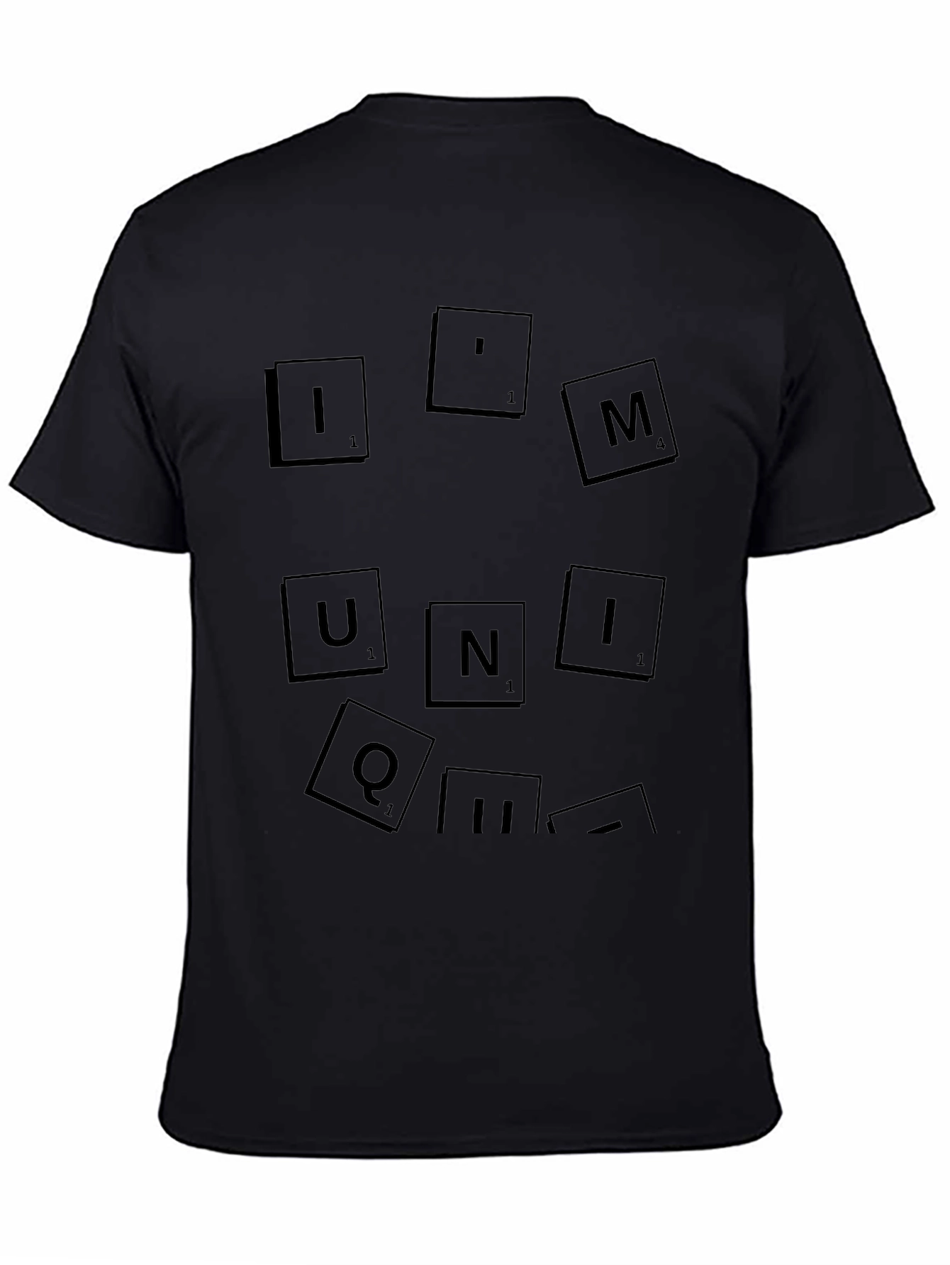 Unique Black T-Shirt - Scrabble Tile Design