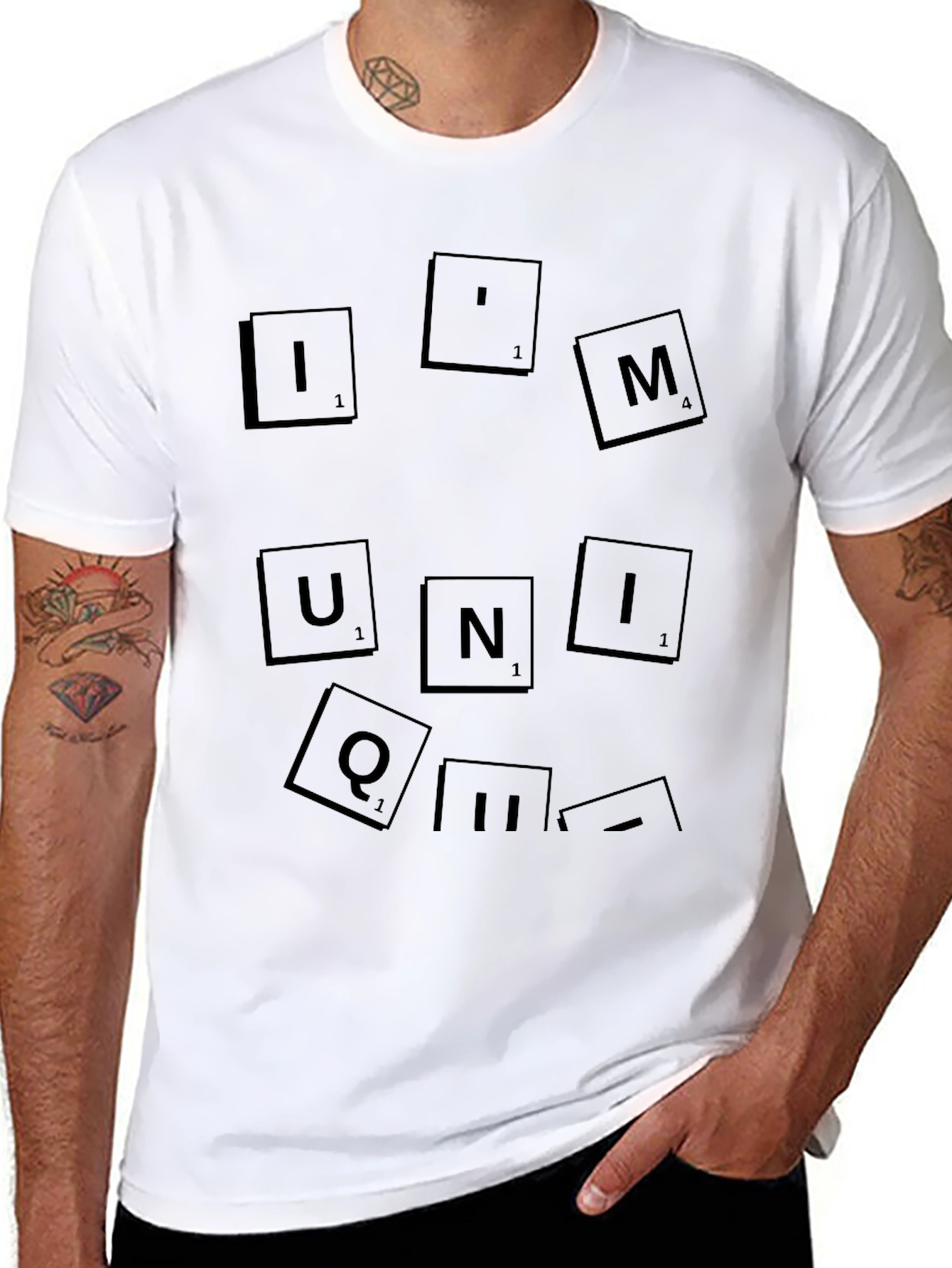 Unique Black T-Shirt - Scrabble Tile Design
