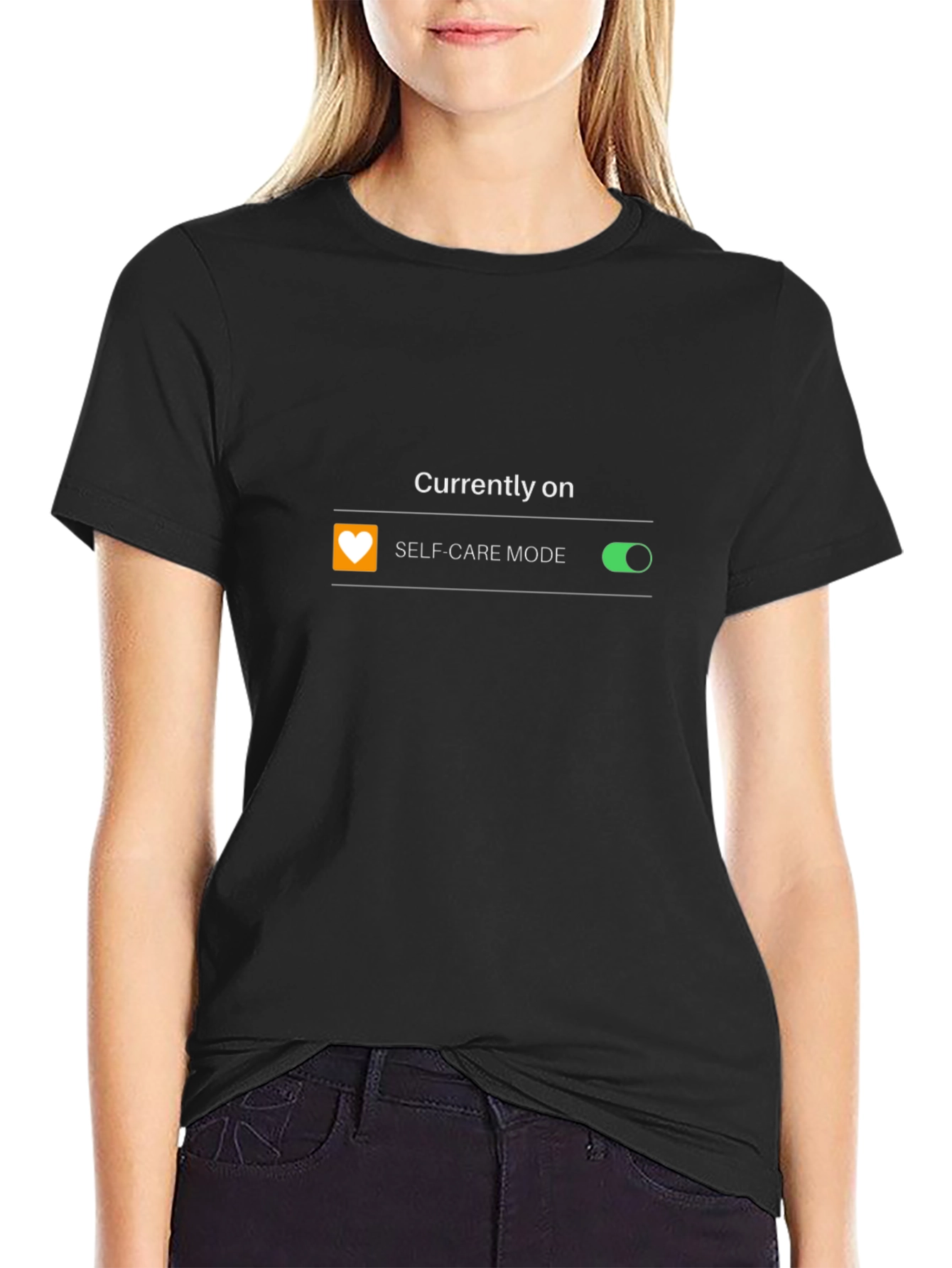 Self-Care Mode On Black Graphic T-Shirt