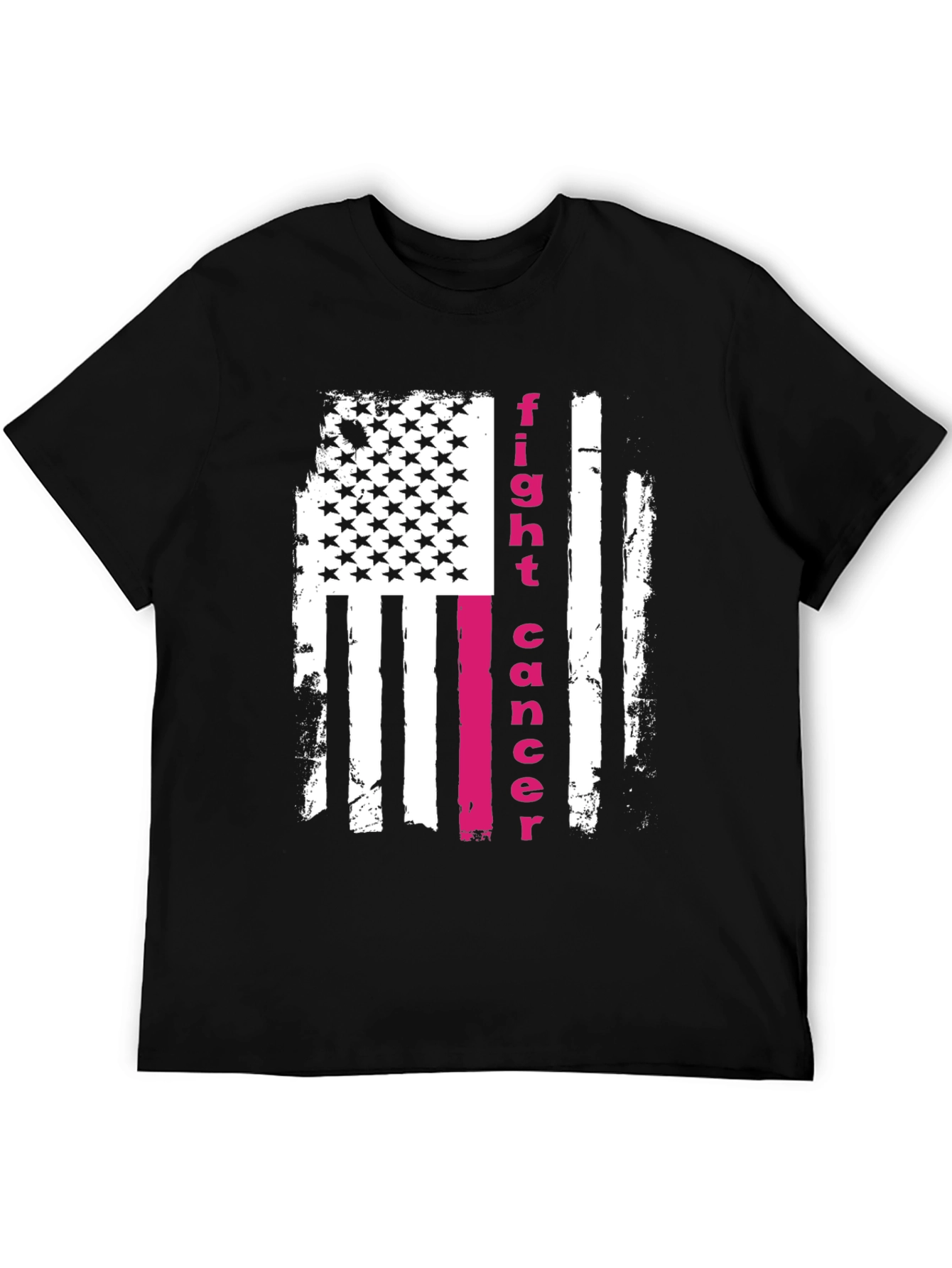 Fight Cancer American Flag Graphic T-Shirt