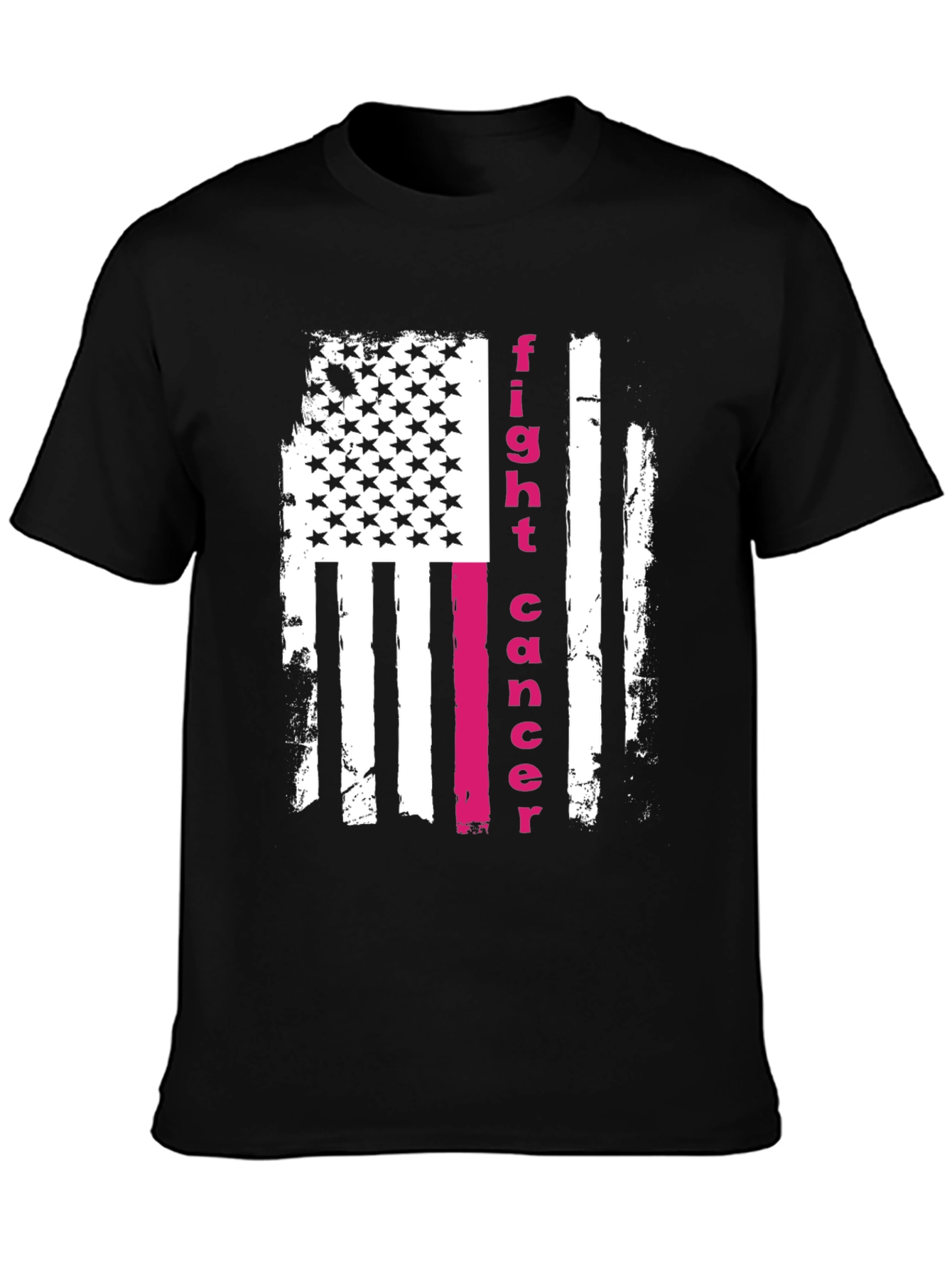 Fight Cancer American Flag Graphic T-Shirt