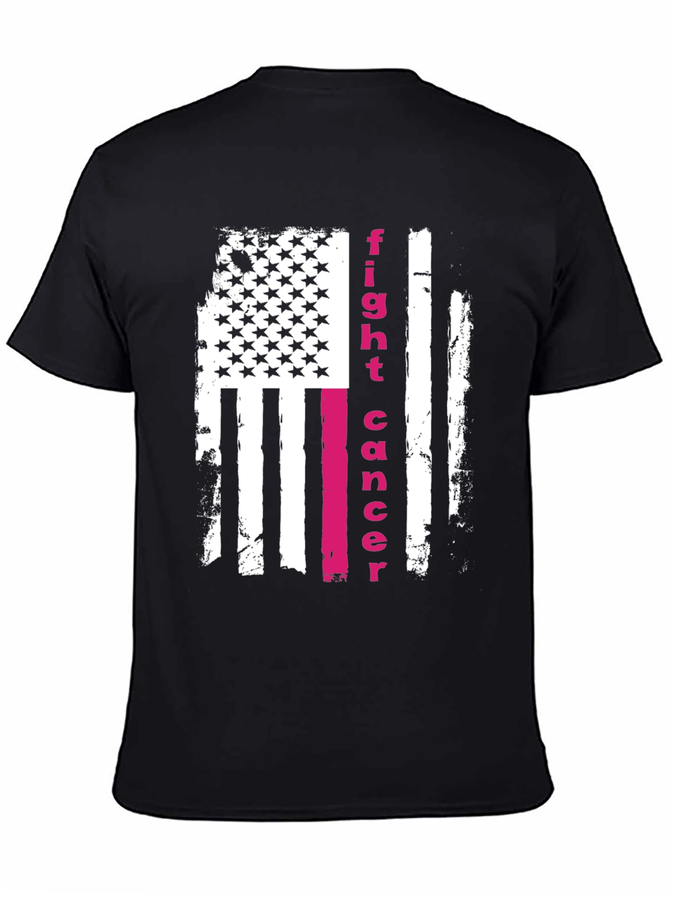 Fight Cancer American Flag Graphic T-Shirt