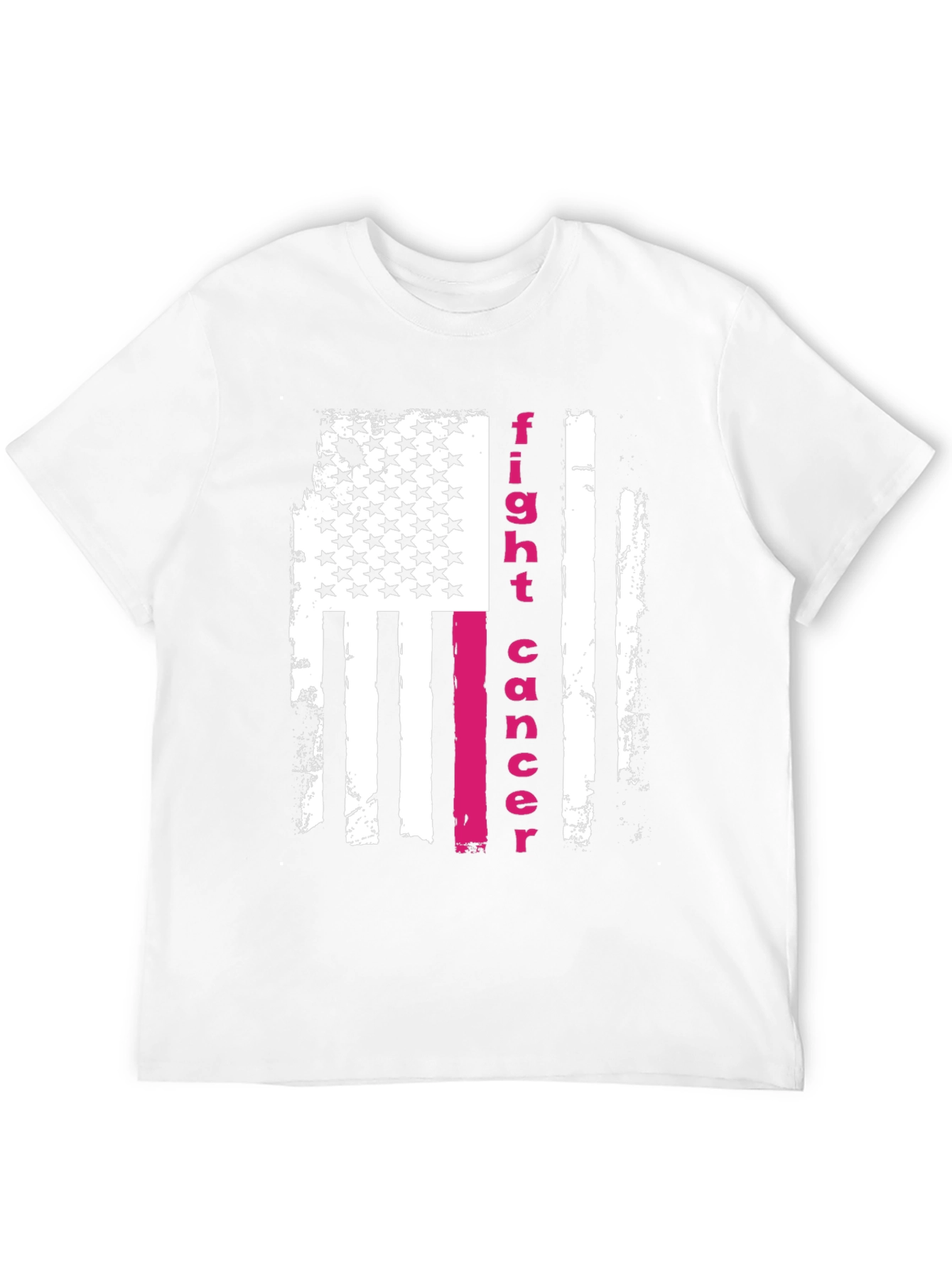 Fight Cancer American Flag Graphic T-Shirt