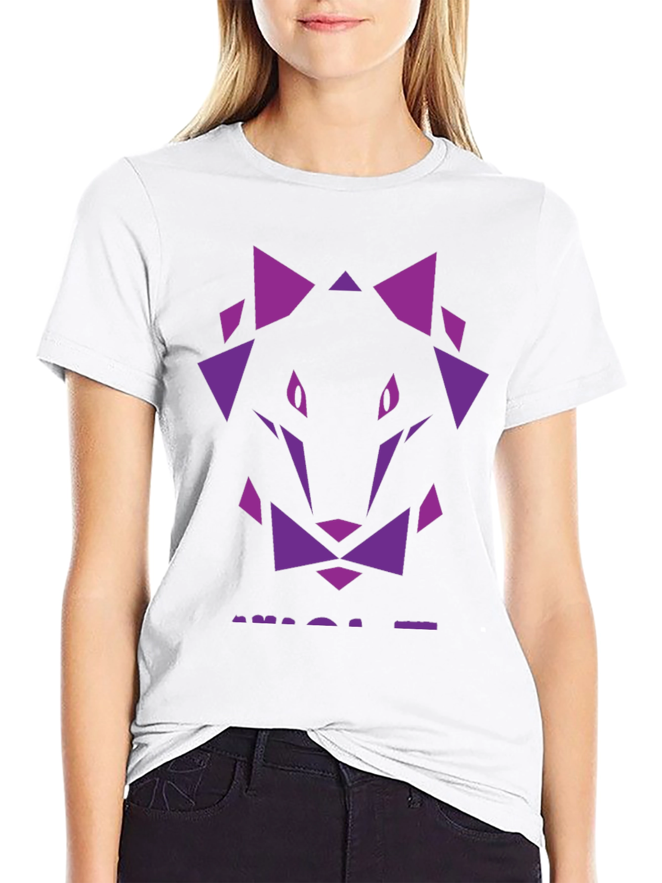 Geometric Wolf Graphic Tee - Black