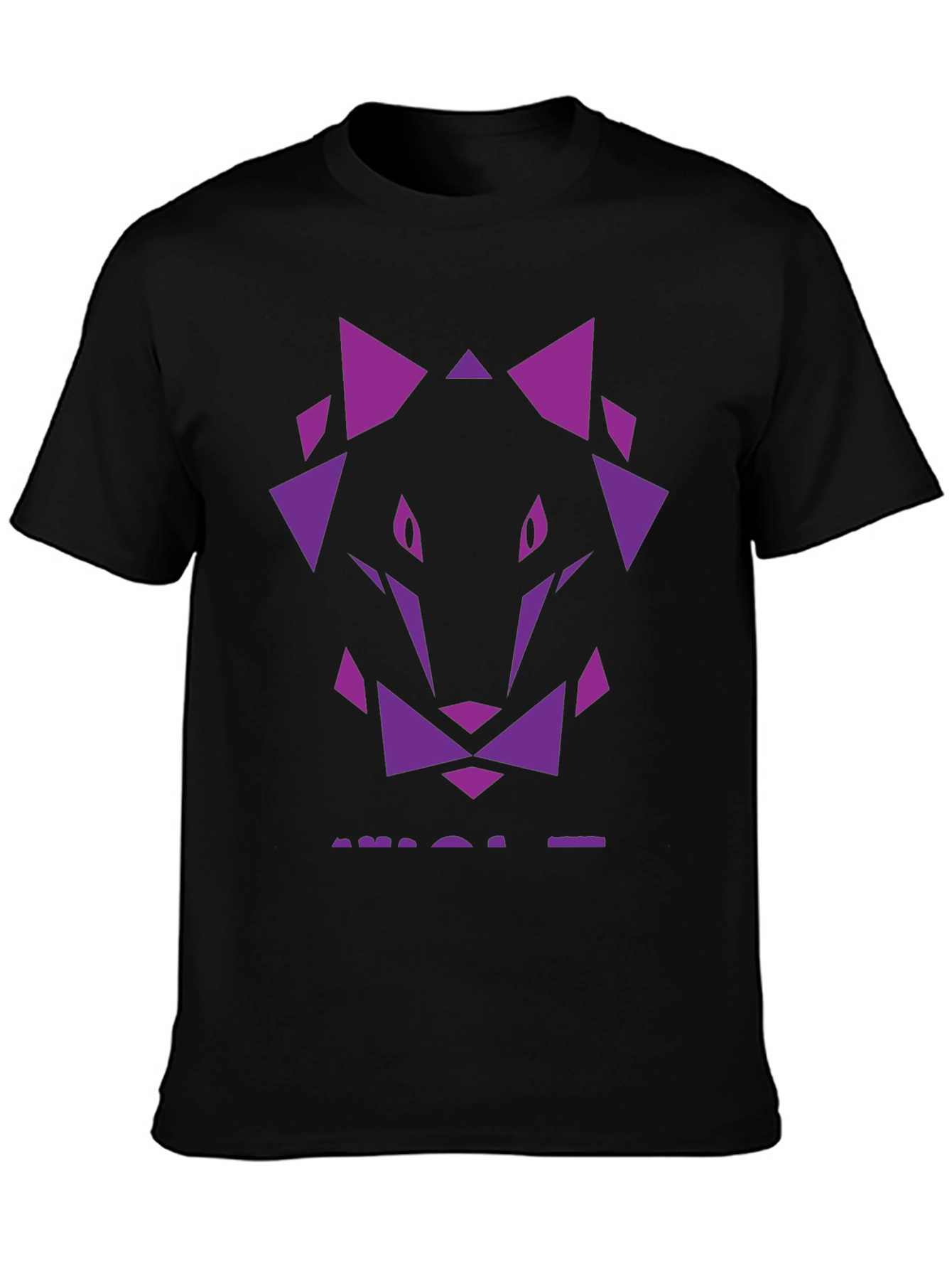 Geometric Wolf Graphic Tee - Black