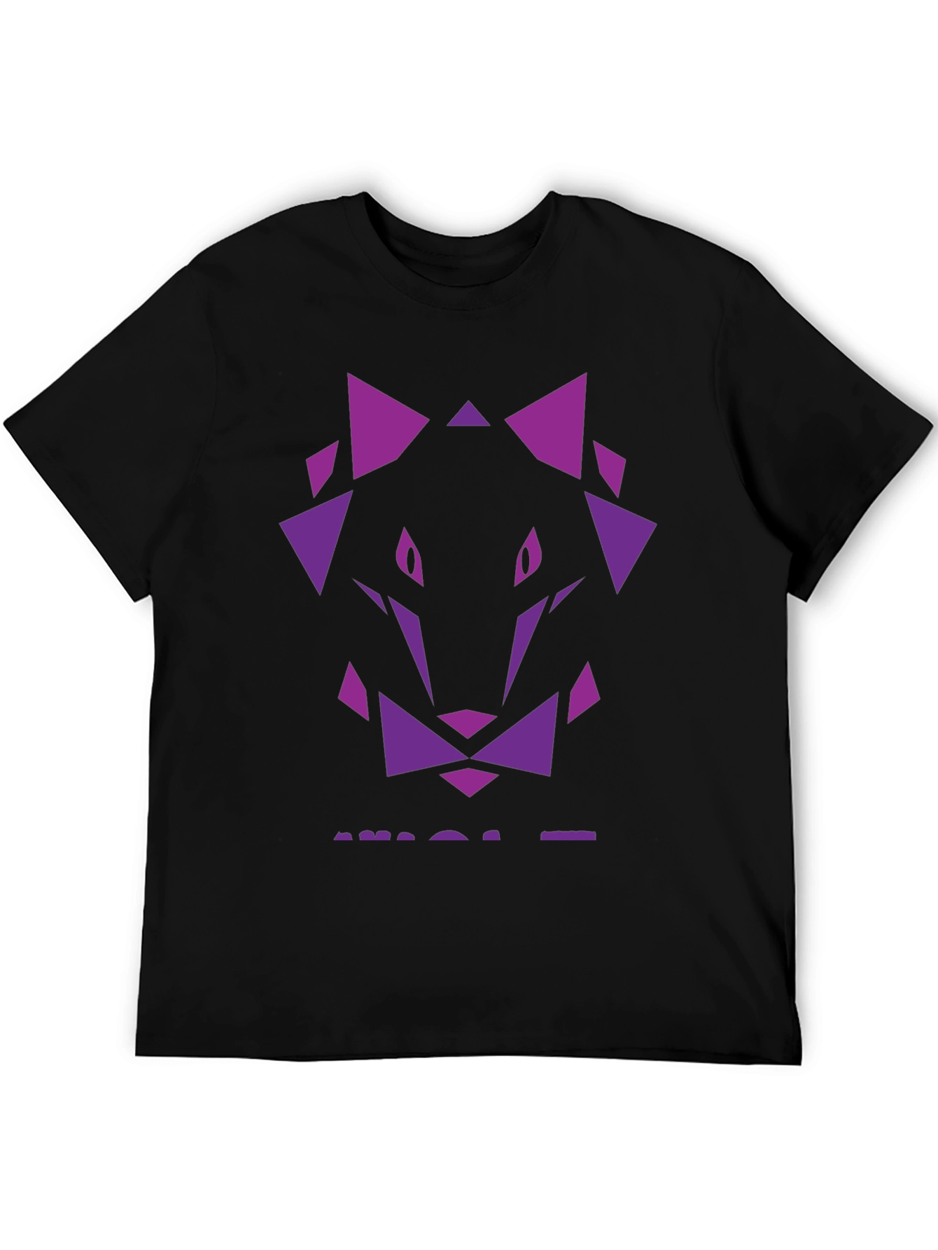Geometric Wolf Graphic Tee - Black