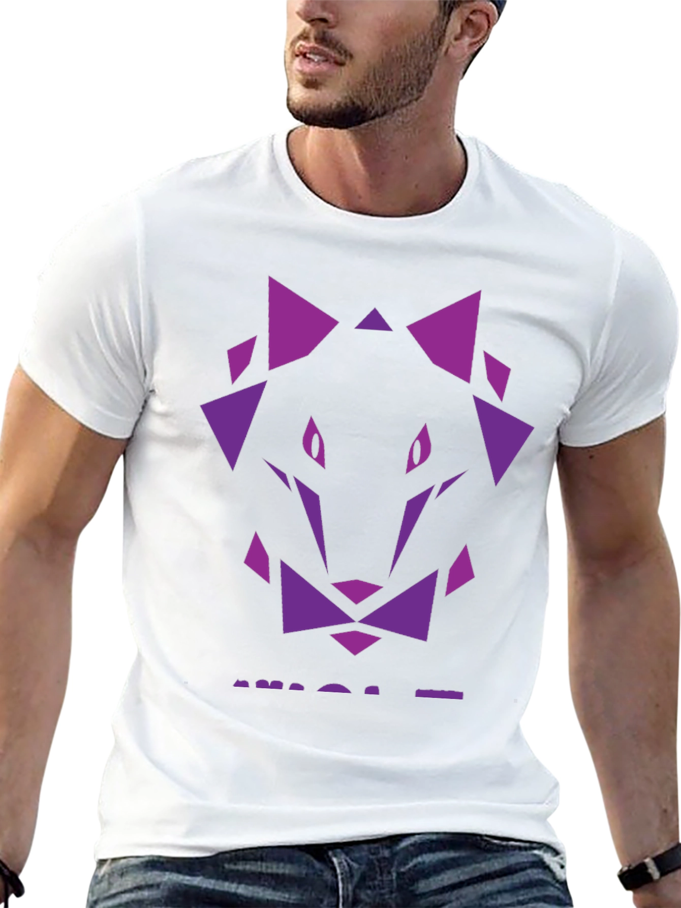 Geometric Wolf Graphic Tee - Black