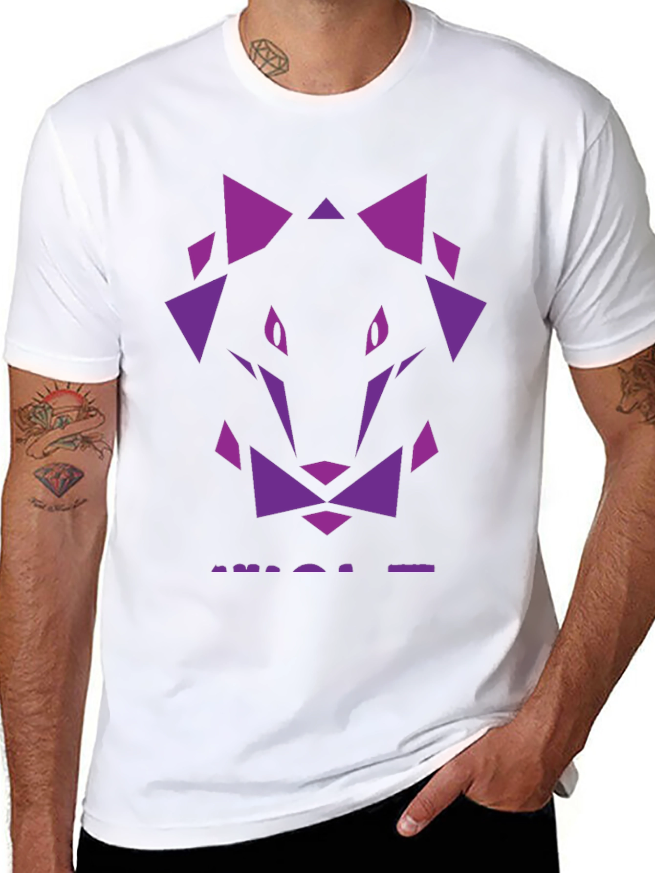 Geometric Wolf Graphic Tee - Black