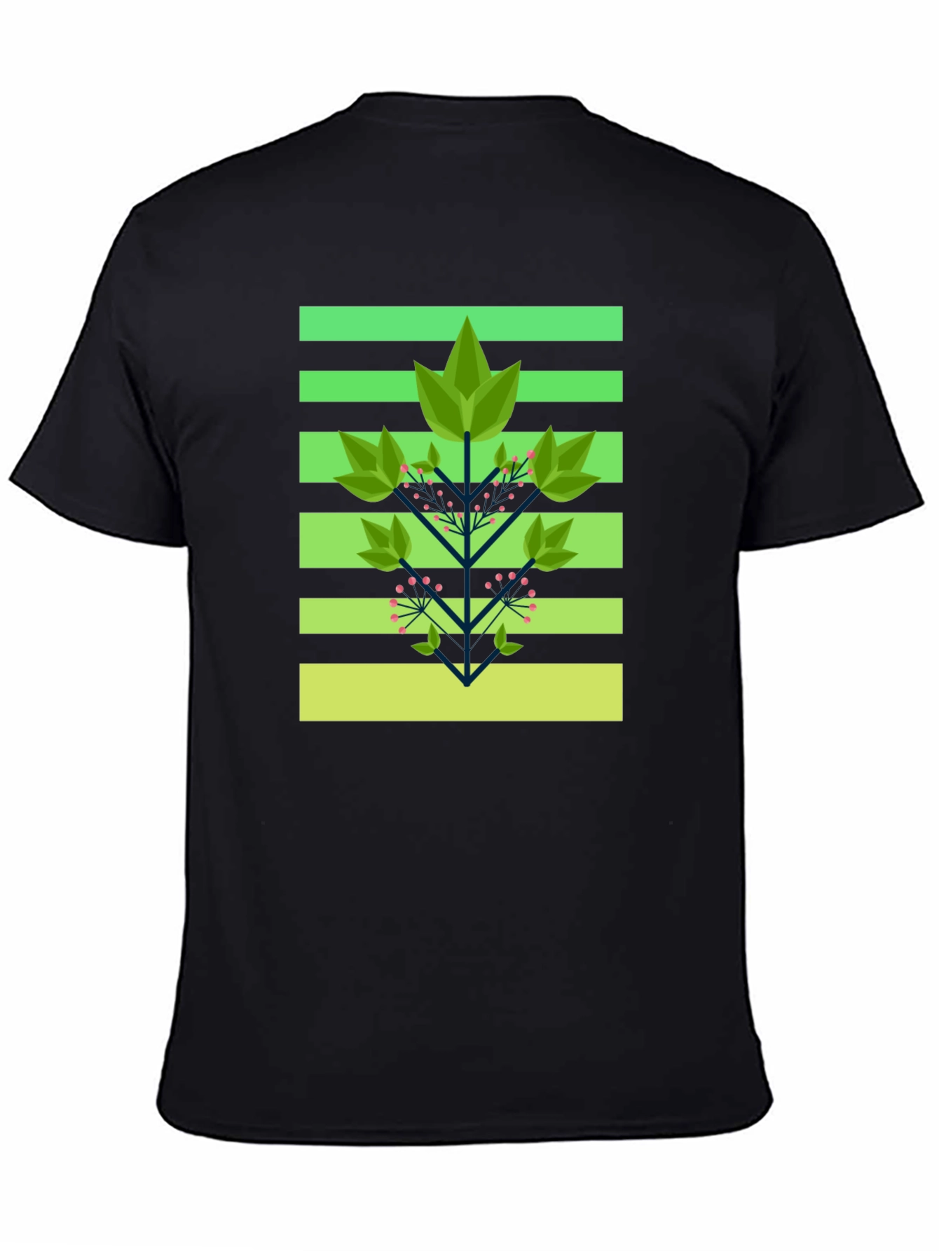 Geometric Foliage Print Tee - Modern Graphic Design
