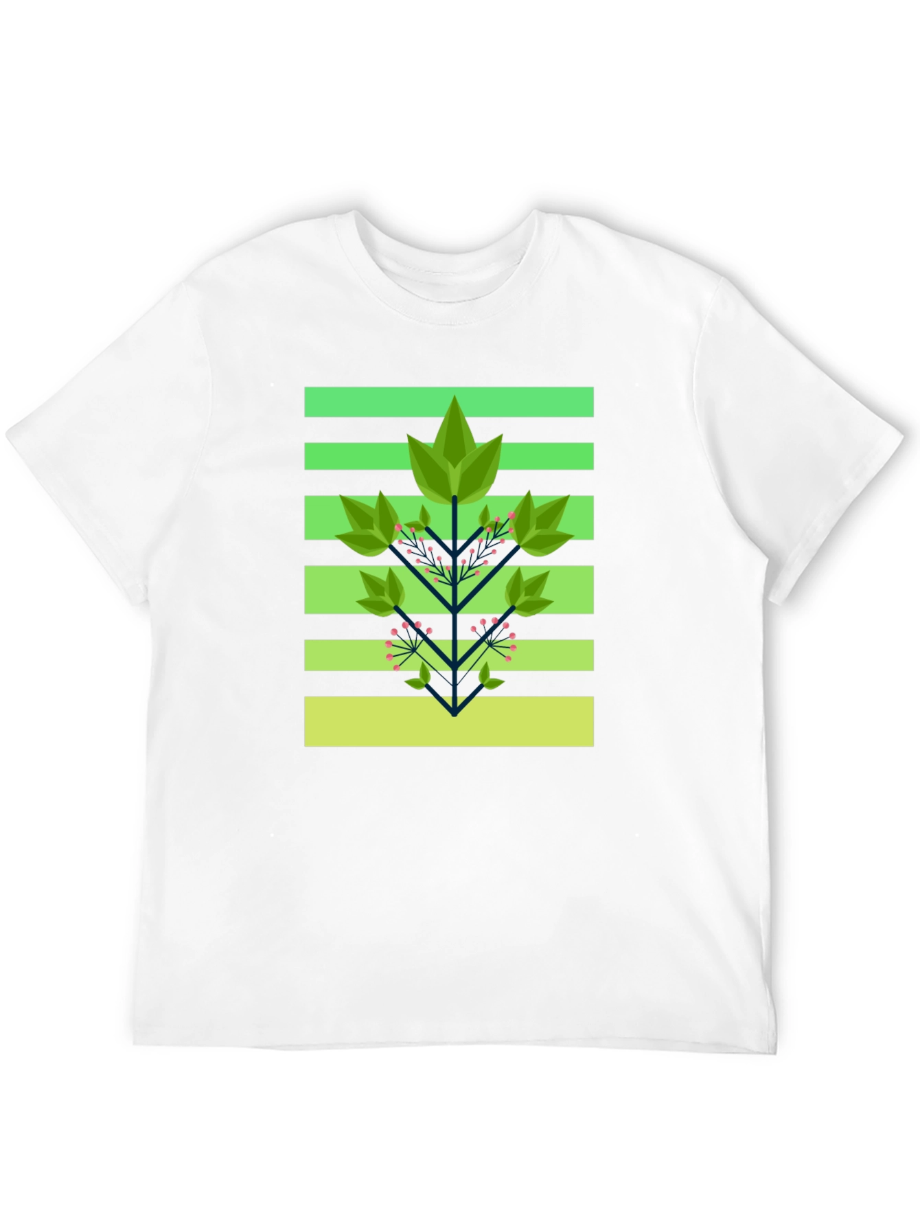 Geometric Foliage Print Tee - Modern Graphic Design