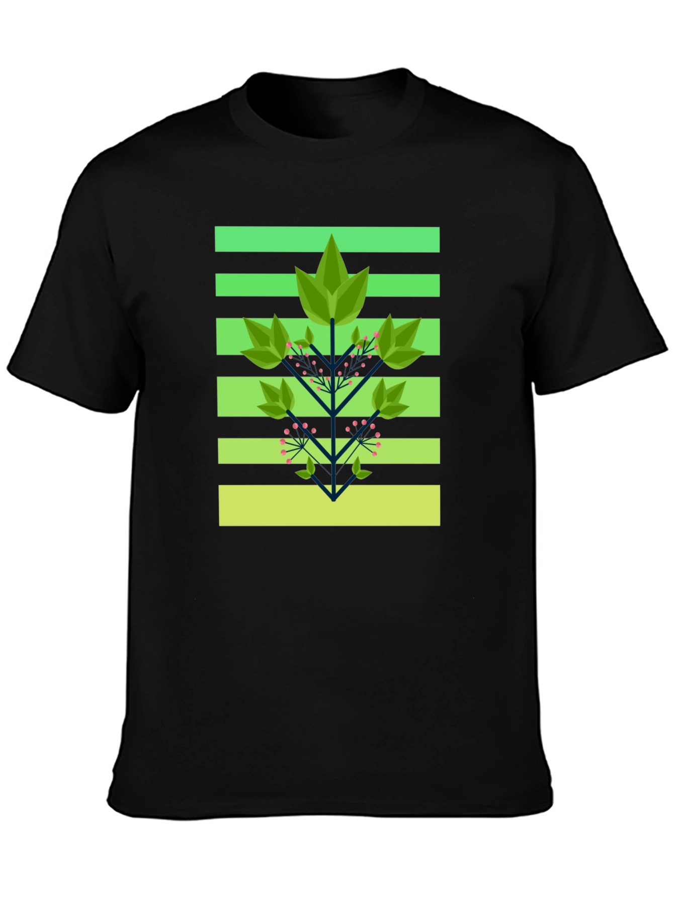 Geometric Foliage Print Tee - Modern Graphic Design