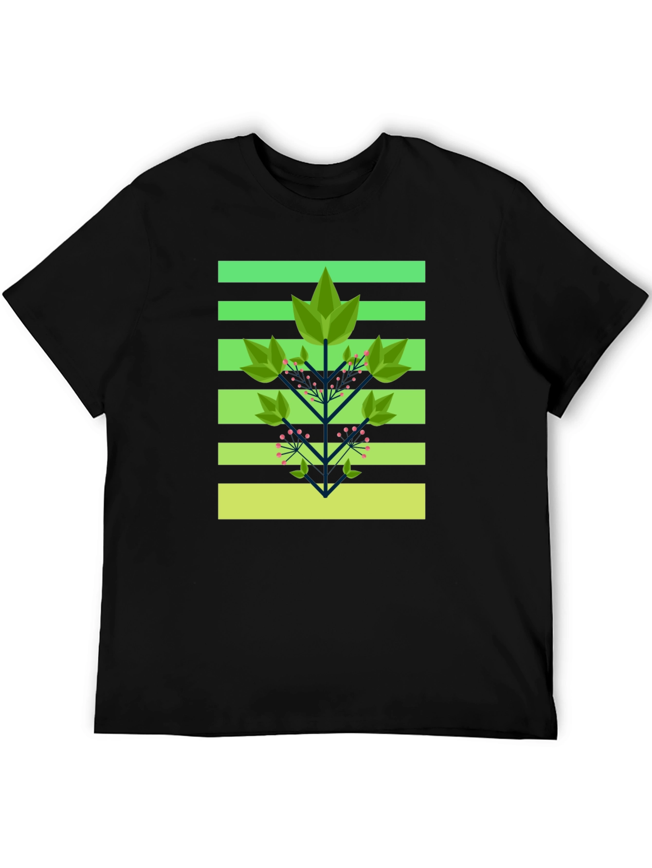 Geometric Foliage Print Tee - Modern Graphic Design