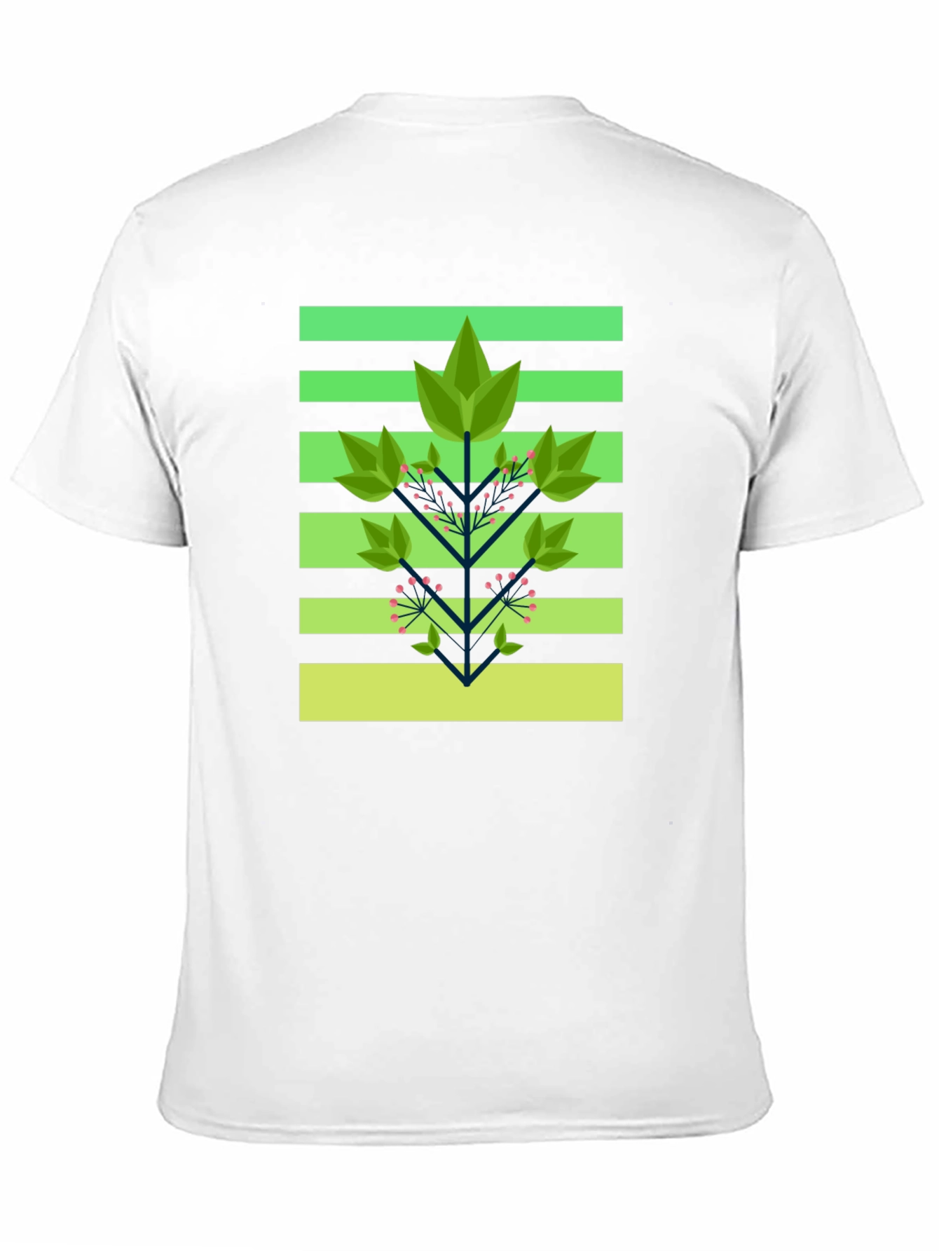 Geometric Foliage Print Tee - Modern Graphic Design