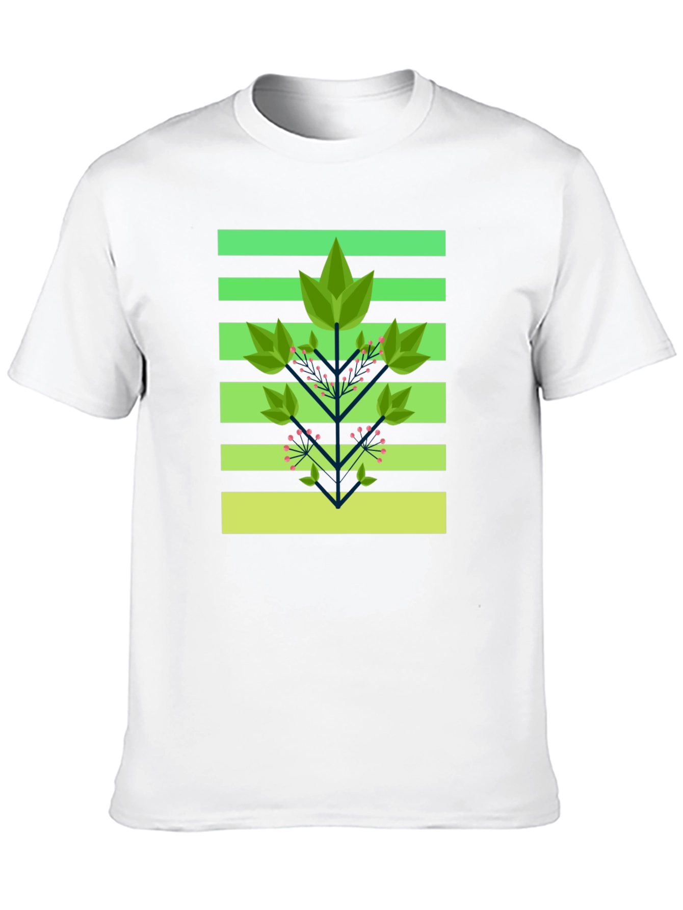 Geometric Foliage Print Tee - Modern Graphic Design
