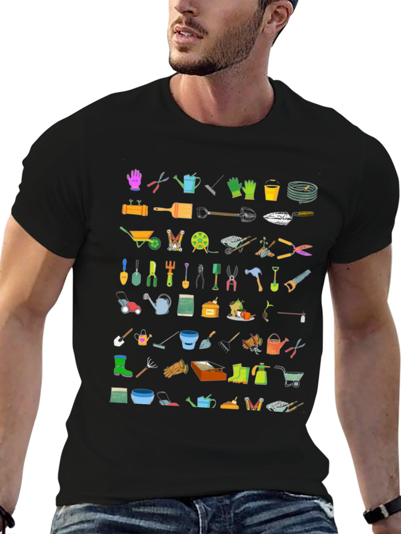 Gardening Tool Print Tee - Stylish & Functional