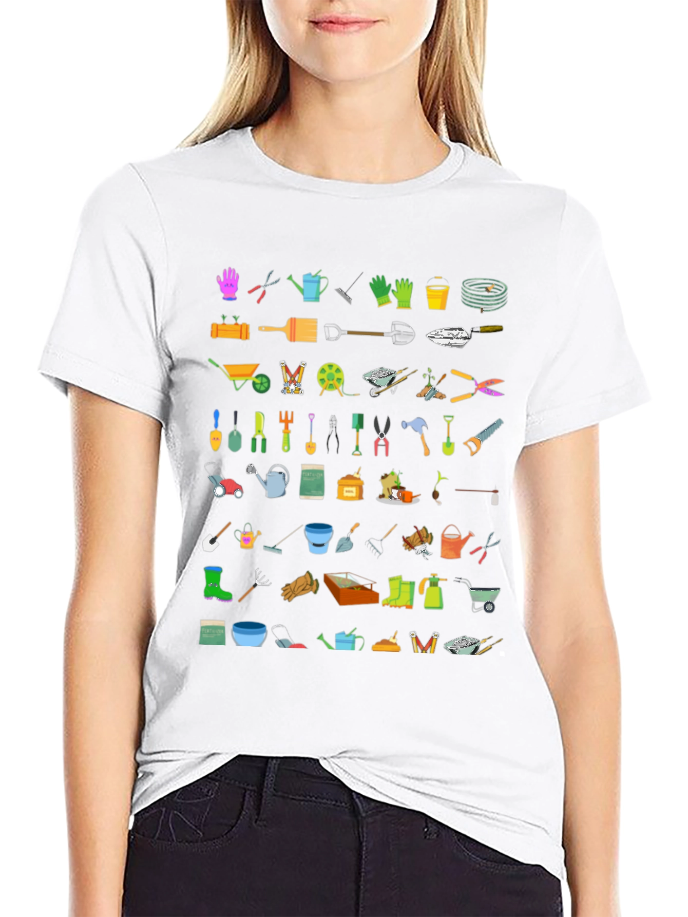 Gardening Tool Print Tee - Stylish & Functional