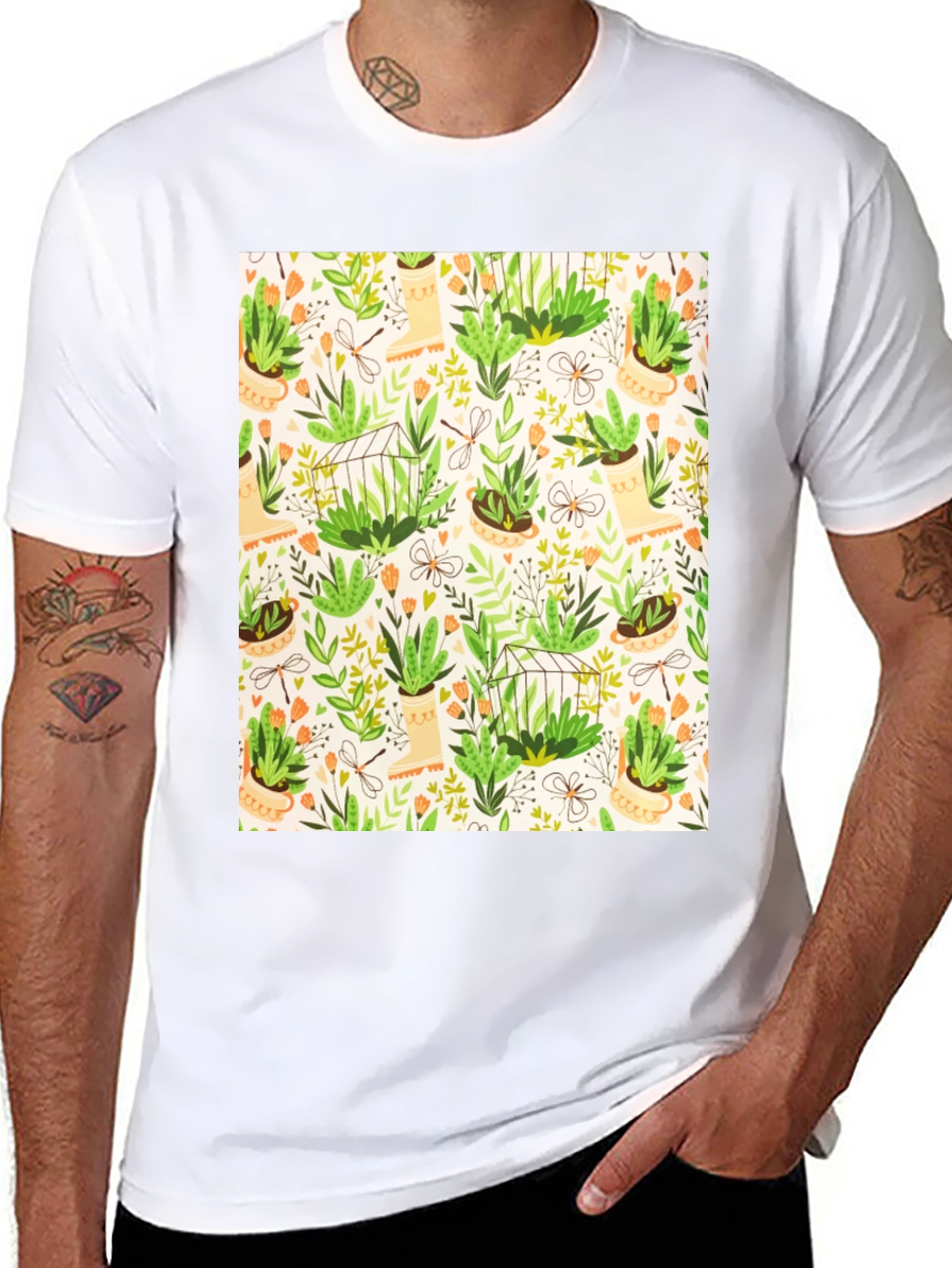 Botanical Patterned T-Shirt