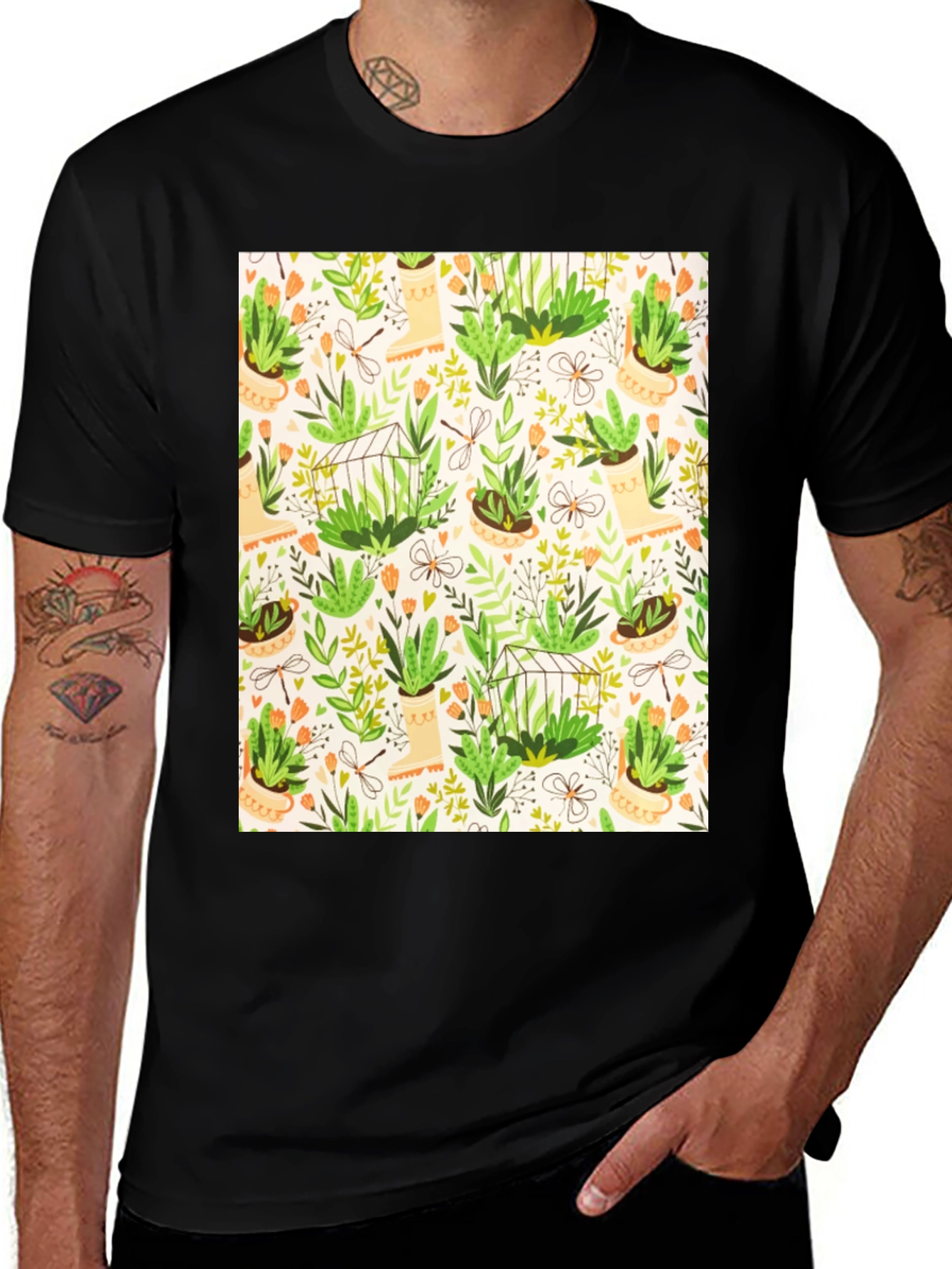 Botanical Patterned T-Shirt