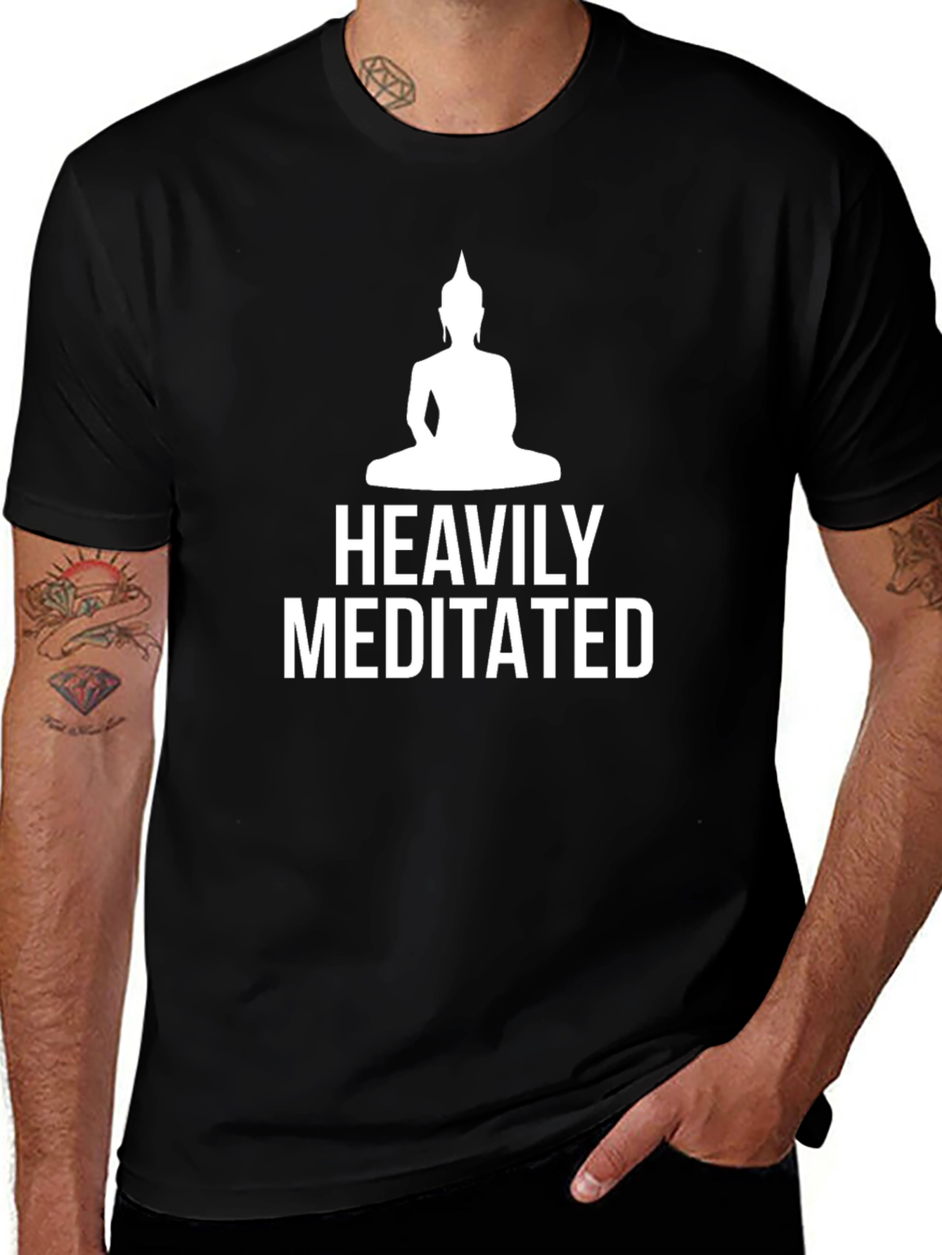 Heavily Meditated Buddha Graphic T-Shirt - Black