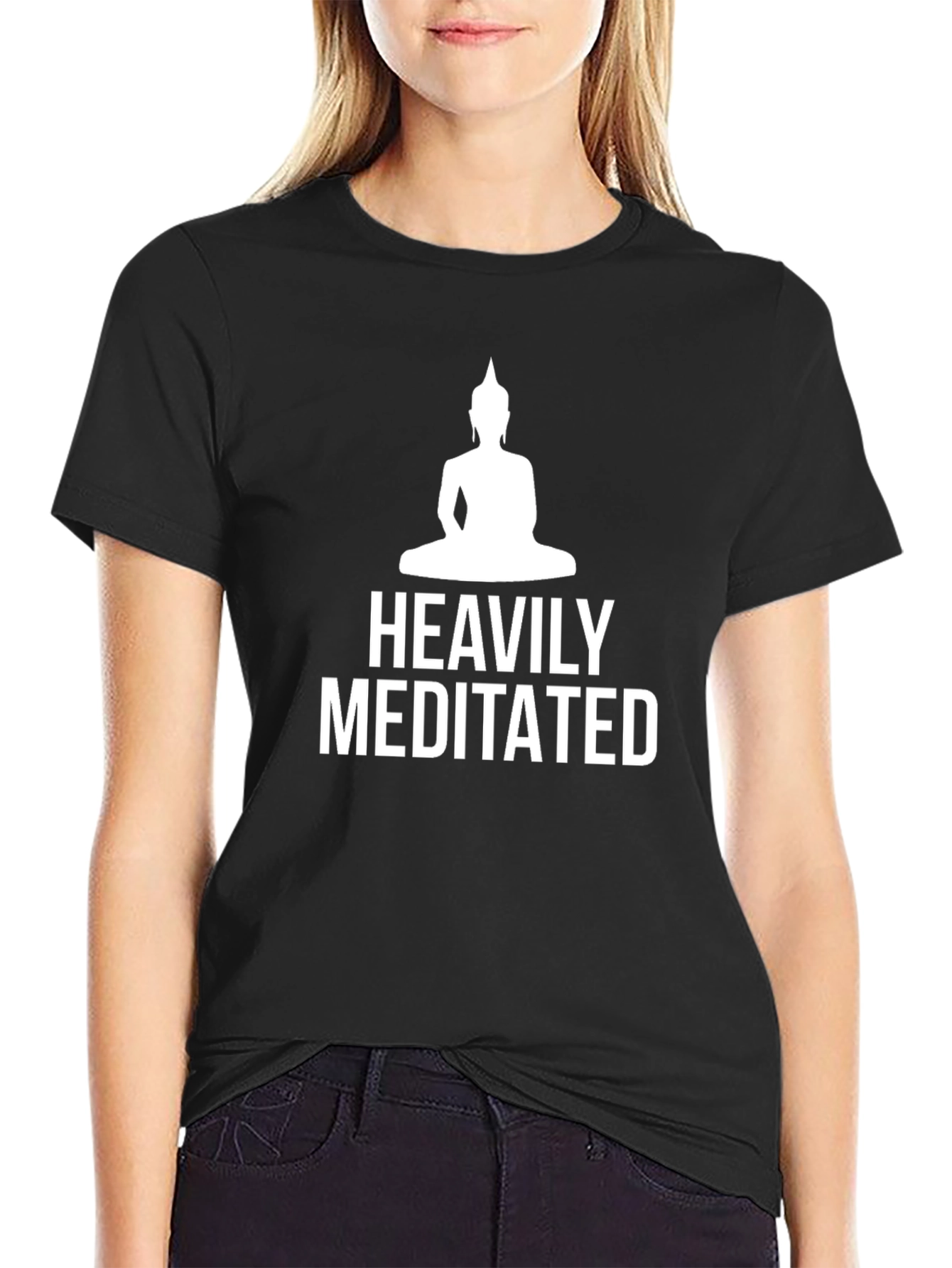 Heavily Meditated Buddha Graphic T-Shirt - Black