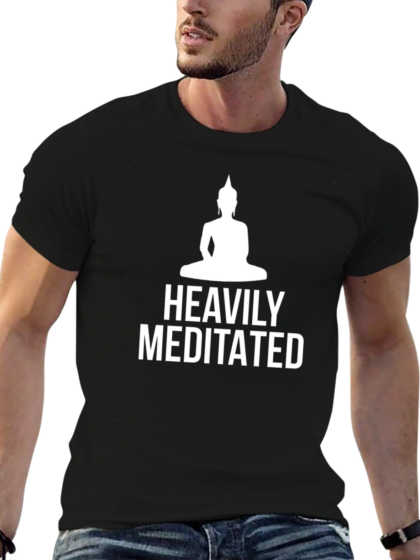 Heavily Meditated Buddha Graphic T-Shirt - Black