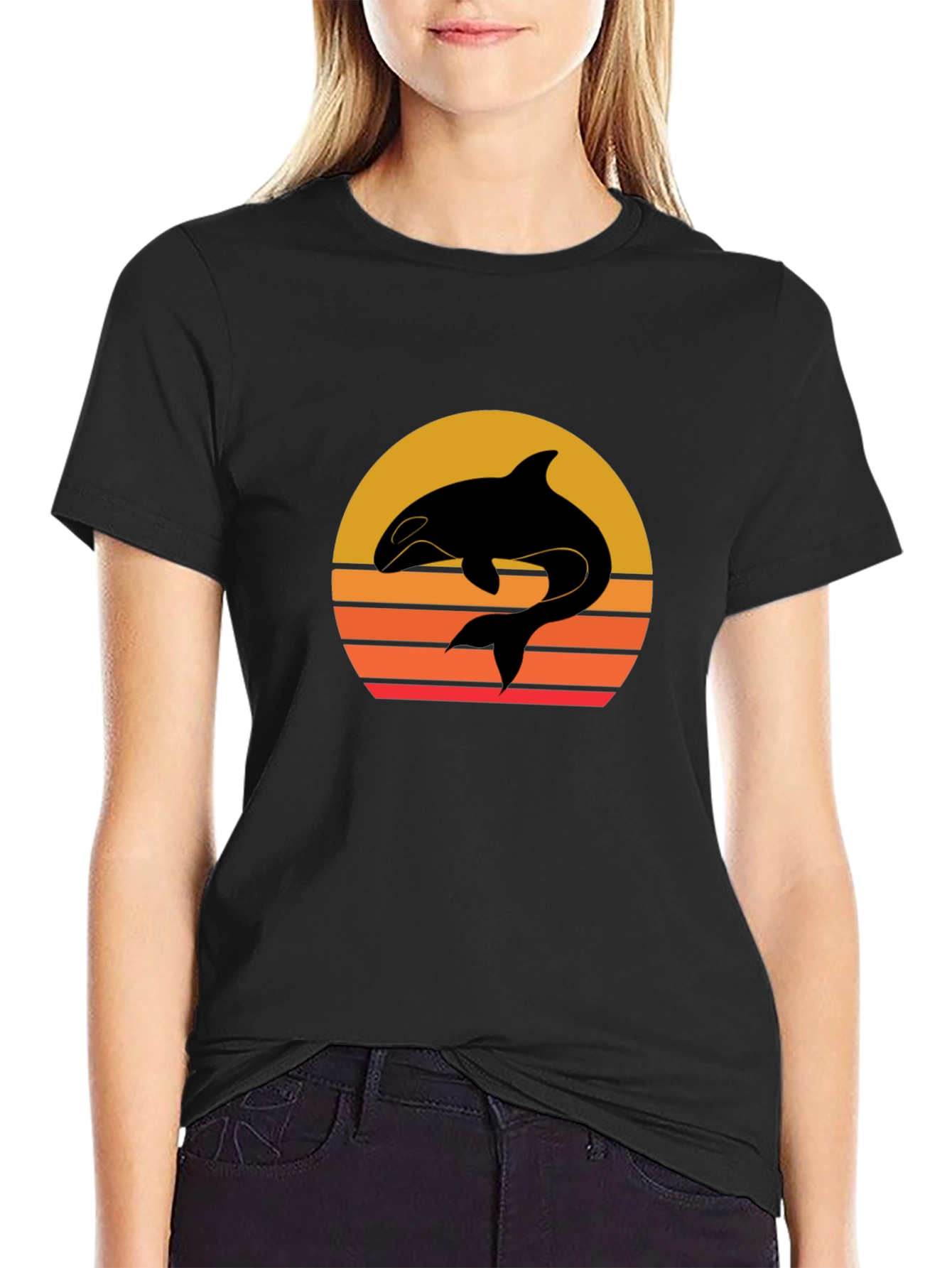 Orca Sunset Graphic Tee - Black T-Shirt