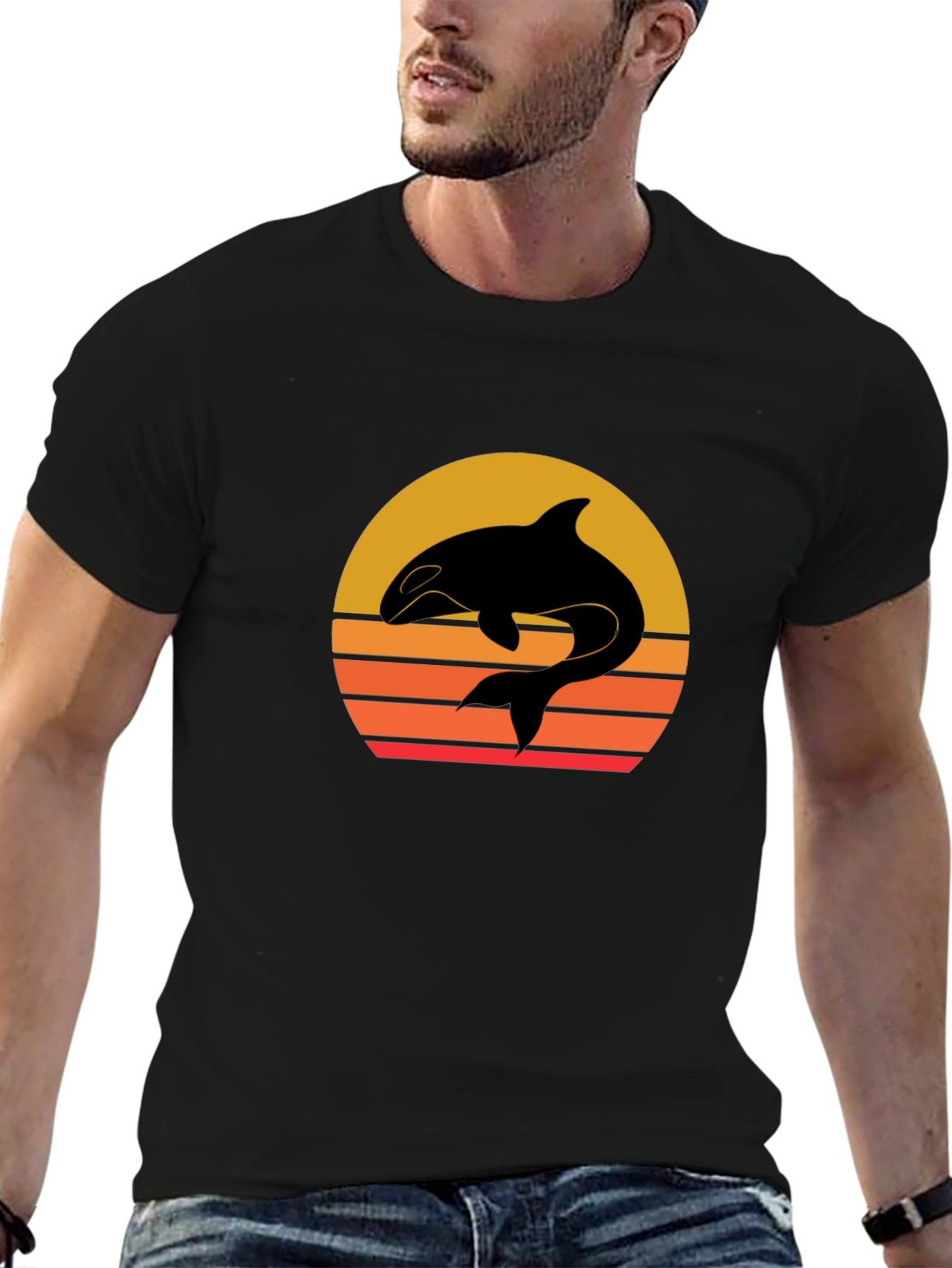 Orca Sunset Graphic Tee - Black T-Shirt