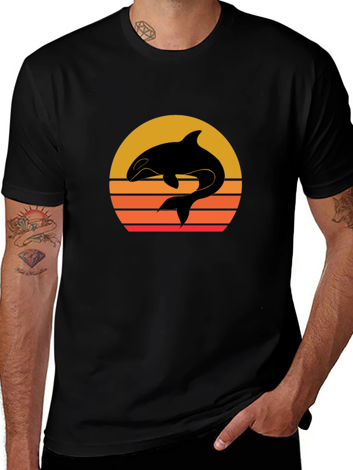 Orca Sunset Graphic Tee - Black T-Shirt